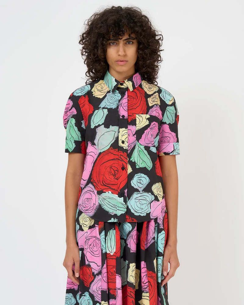 Marni o1w1db10426 Short Sleeved Cotton Poplin Shirt in Multicolor Size L / US 10 / IT 46 - 4 Thumbnail