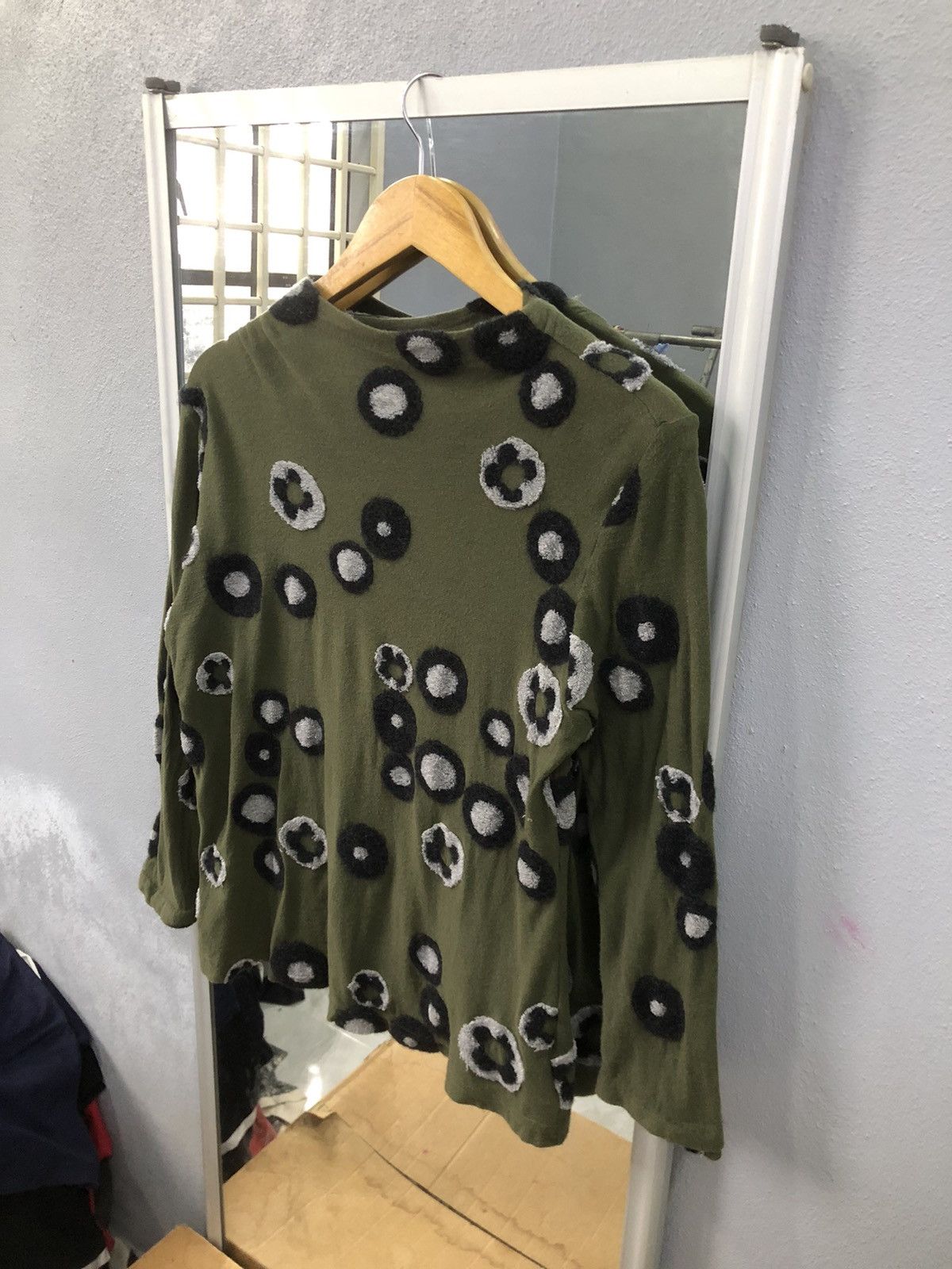Japanese Brand En Cloche Olive Circle Pattern Long Sleeve Top Size S / US 4 / IT 40 - 2 Thumbnail