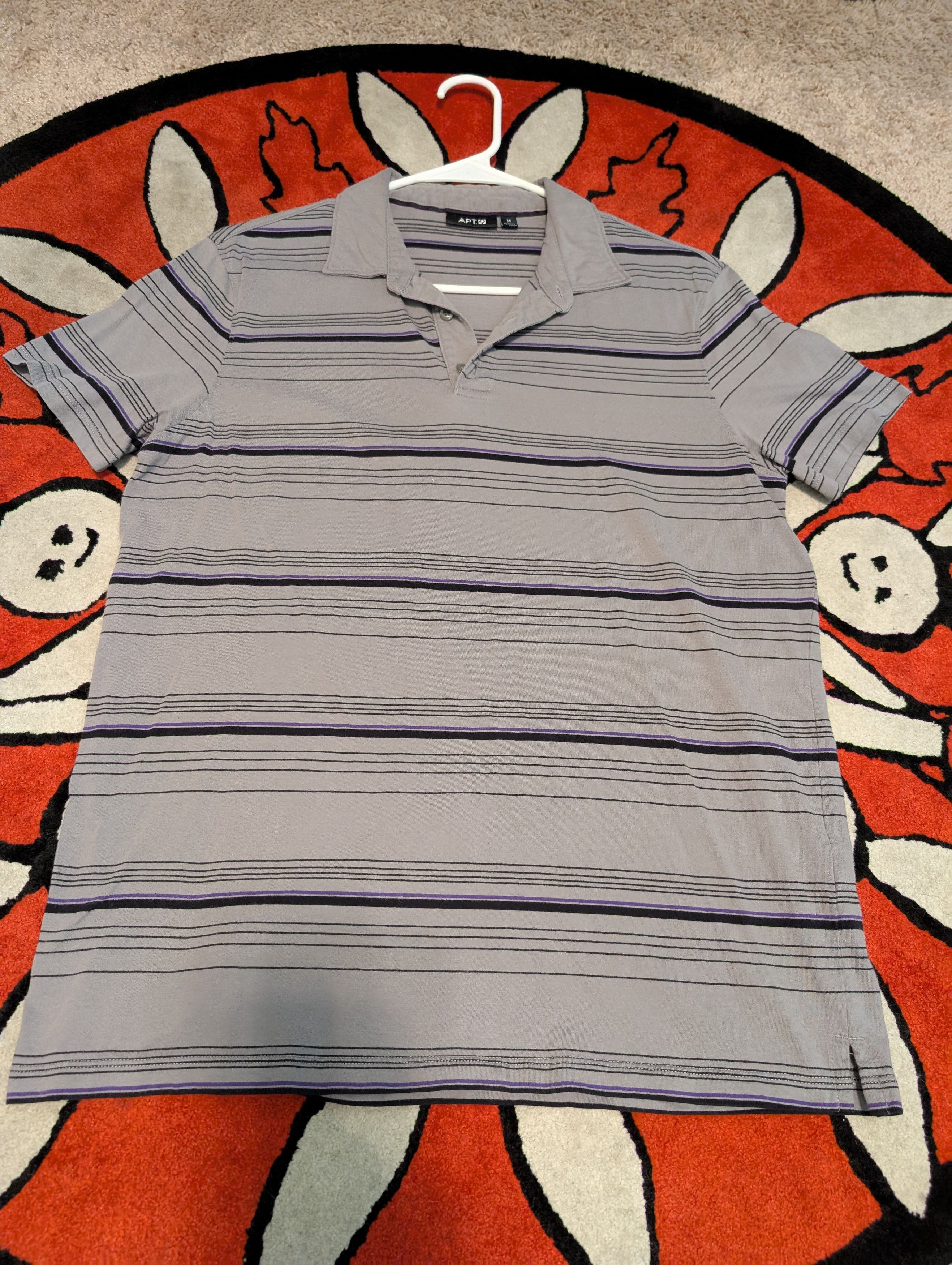 Apt. 9 Gray Purple Stripe Polo Size US M / EU 48-50 / 2 - 1 Thumbnail