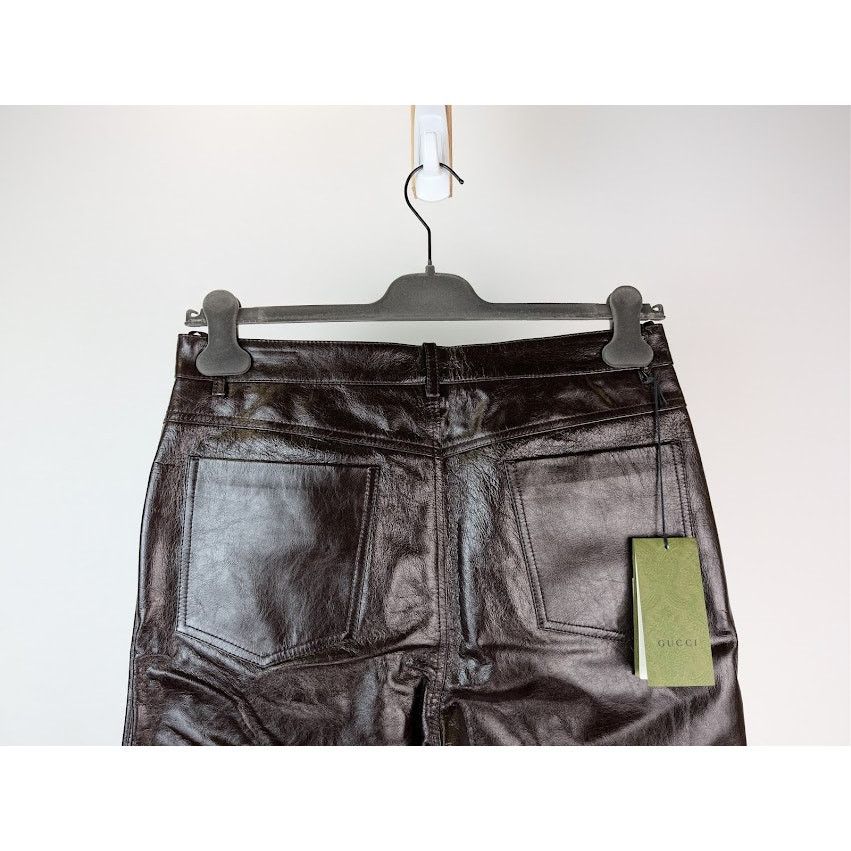 Gucci o1rshd1 Shiny Soft Leather Pant in Shiny Bordeaux Size US 32 / EU 48 - 11 Thumbnail