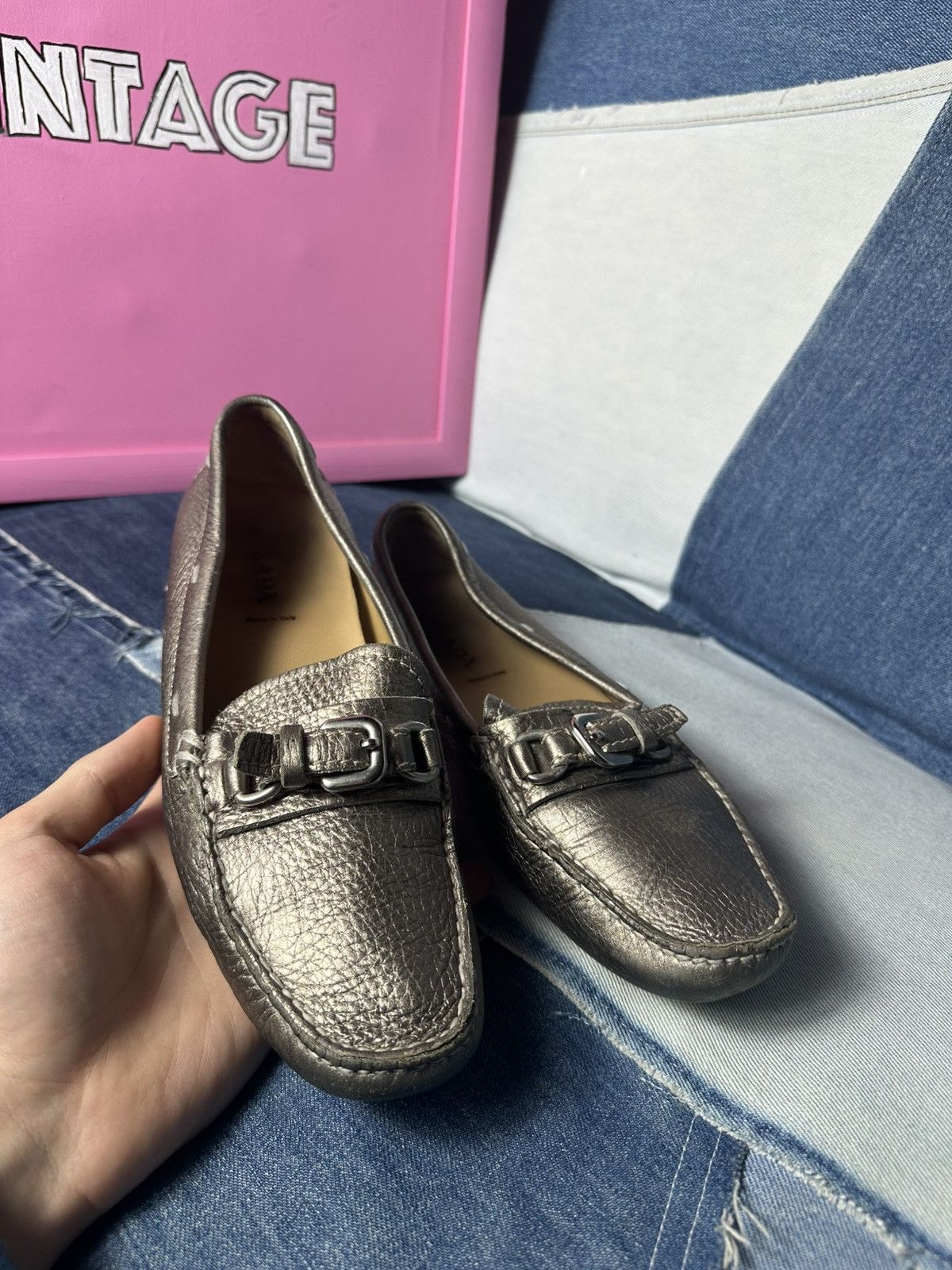 Prada Prada Leather Flats Loafers Logo Buckle Shoes Vintage Size US 8 / IT 38 - 11 Thumbnail