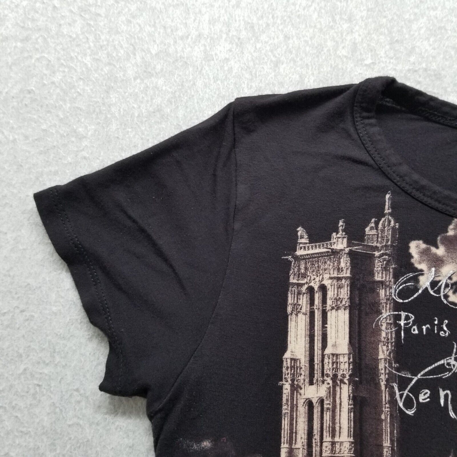 Other Hello Paris Shirt Womens 3 Black Crew Neck Short Sleeve Size S / US 4 / IT 40 - 2 Thumbnail