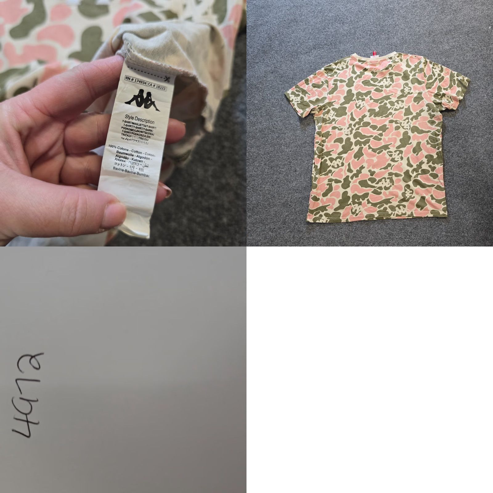 Kappa Kappa Top Womens XL Pink Green Camo Short Sleeve Crew Neck Casual Basic Shirt Size XL / US 12-14 / IT 48-50 - 8 Thumbnail