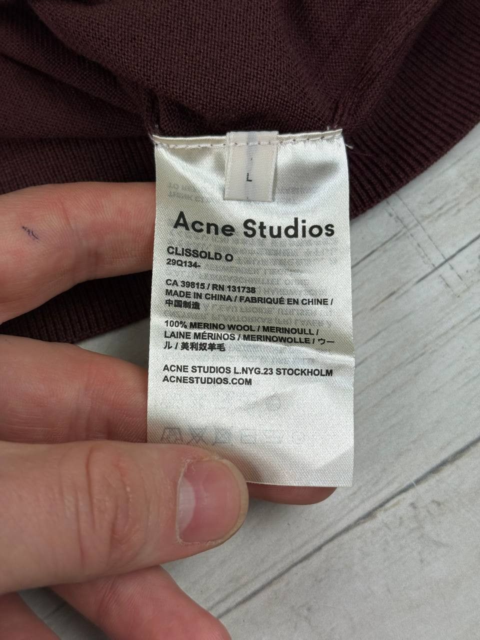 Acne Studios Acne Studios Merino Wool Sweater Men Size L Burgundy Size US L / EU 52-54 / 3 - 4 Thumbnail