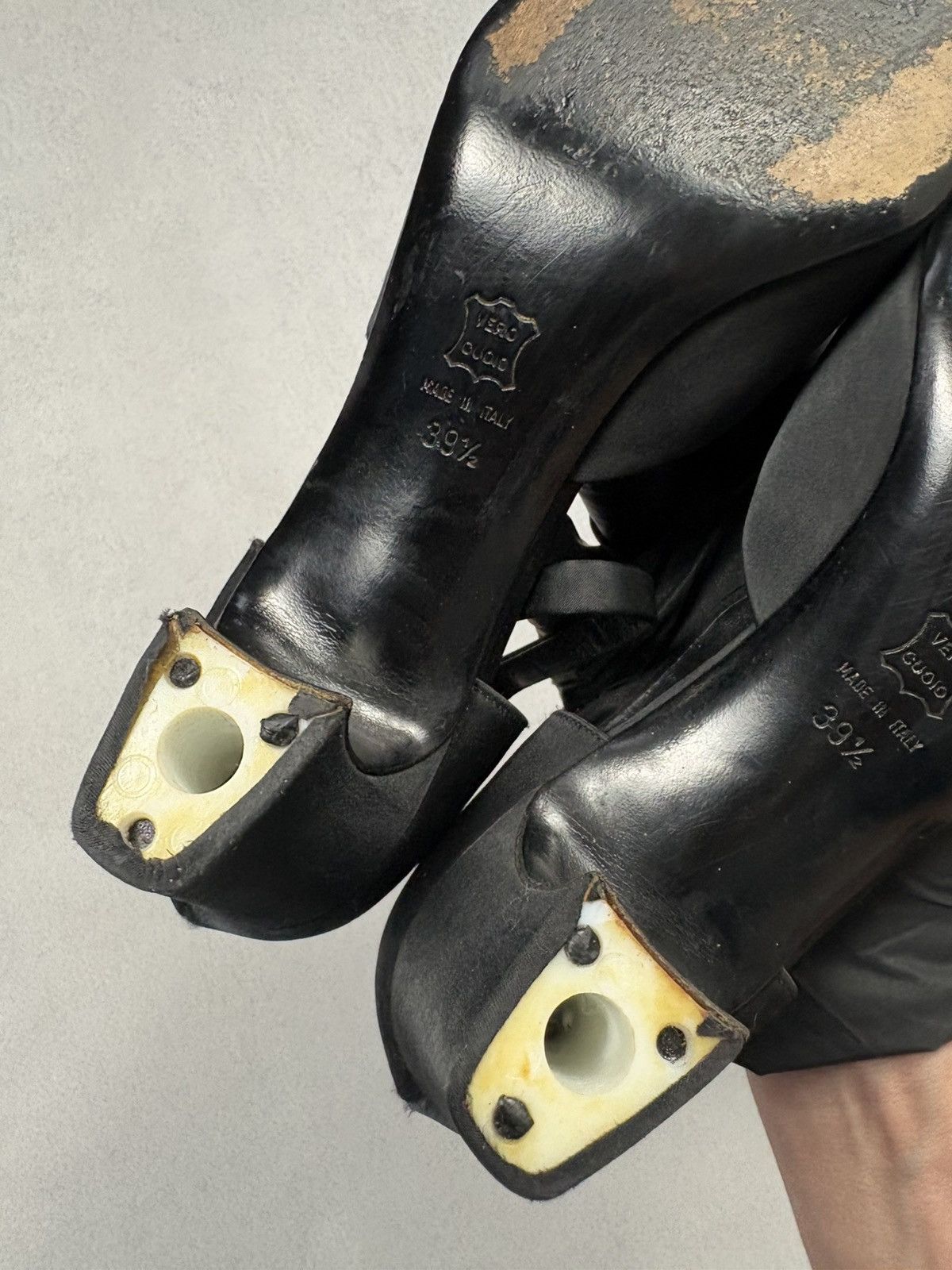 Jil Sander Jil Sander Archive Black Satin Square Toe Heels Ankle Strap Size US 9.5 / IT 39.5 - 8 Thumbnail
