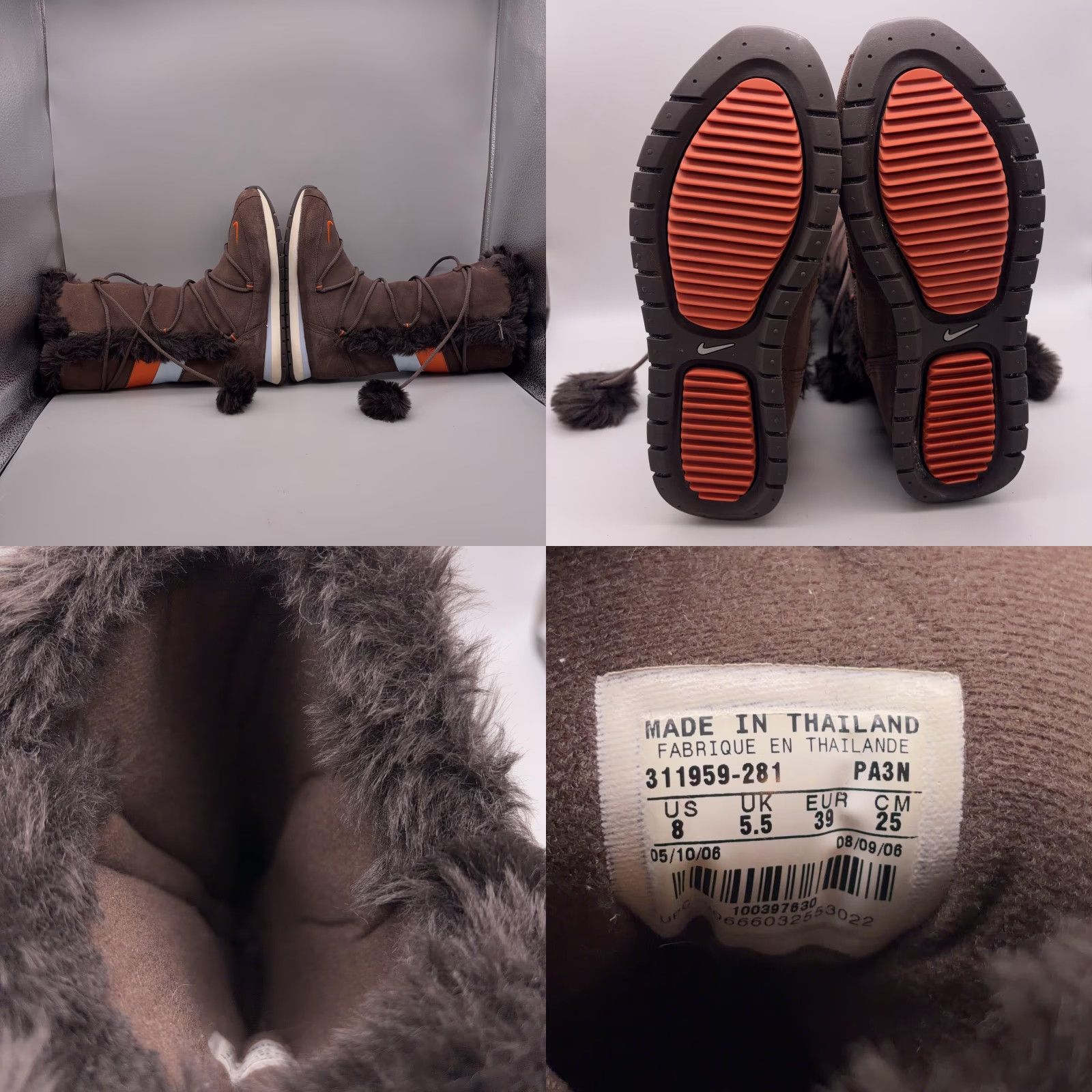 Nike Nike Boots Womens 8 Brown Faux Fur Lace Up Snow Winter Warm Suede Nike 311959-281 Size US 8 / IT 38 - 8 Thumbnail