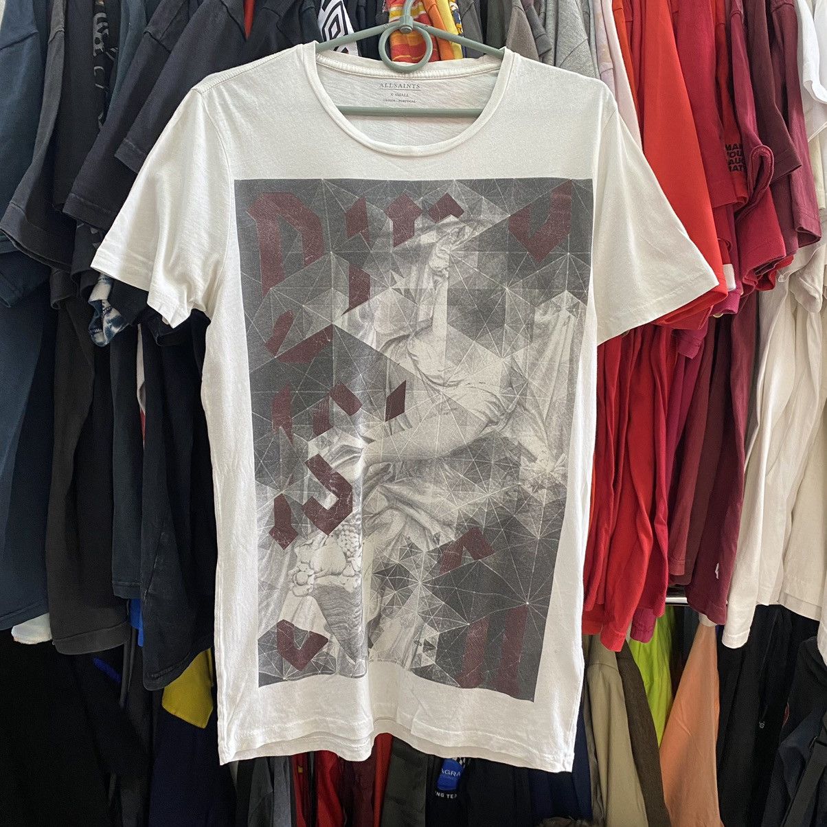 Allsaints Designer All Saints Big Graphic logo y2k rare Japanese tee Size US XS / EU 42 / 0 - 1 Thumbnail