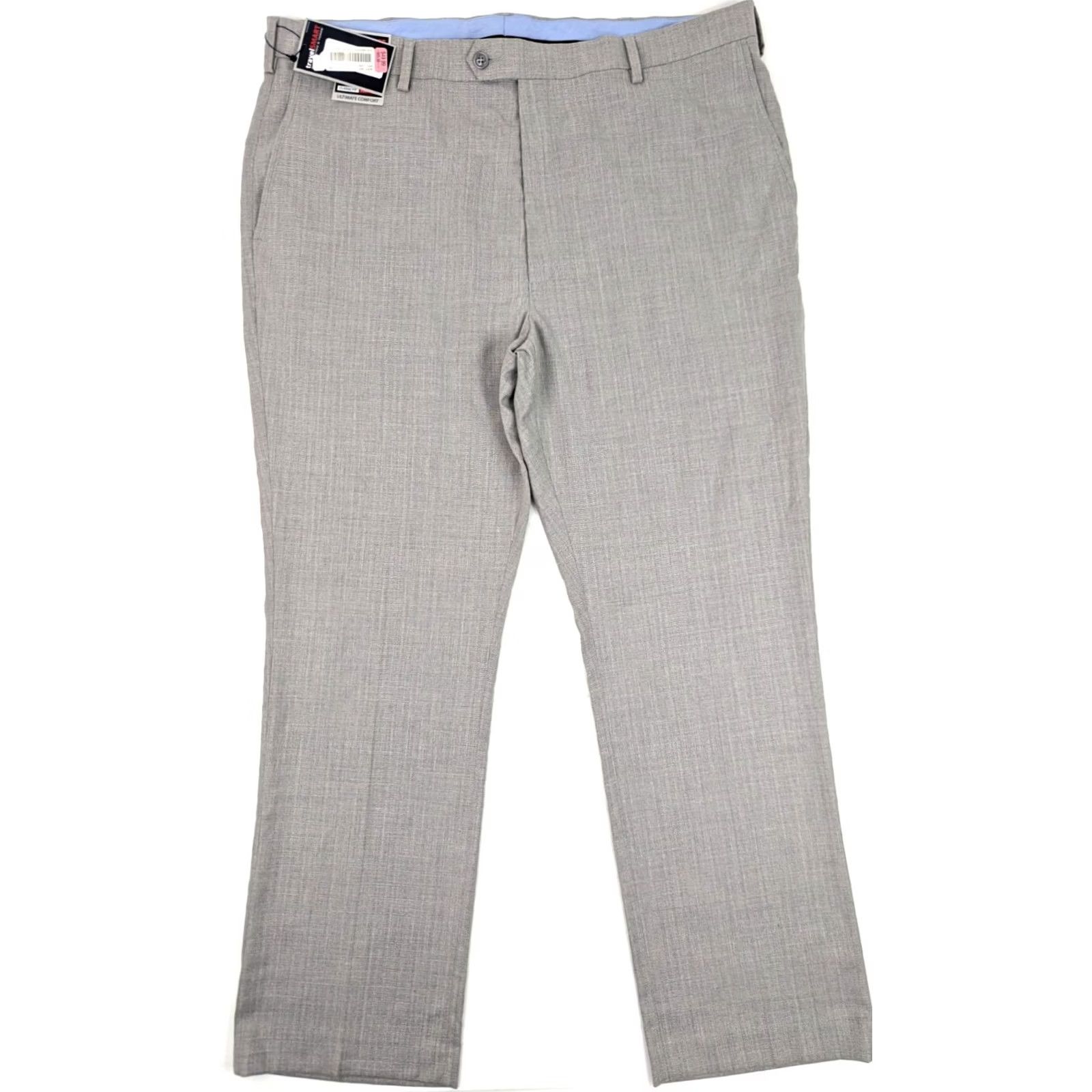 Roundtree & Yorke VINTAGE? No. Roundtree Yorke Travel Smart Classic Fit Flat Front Pants Men 40x30 Heather Gray Size US 40 / EU 56 - 2 Thumbnail