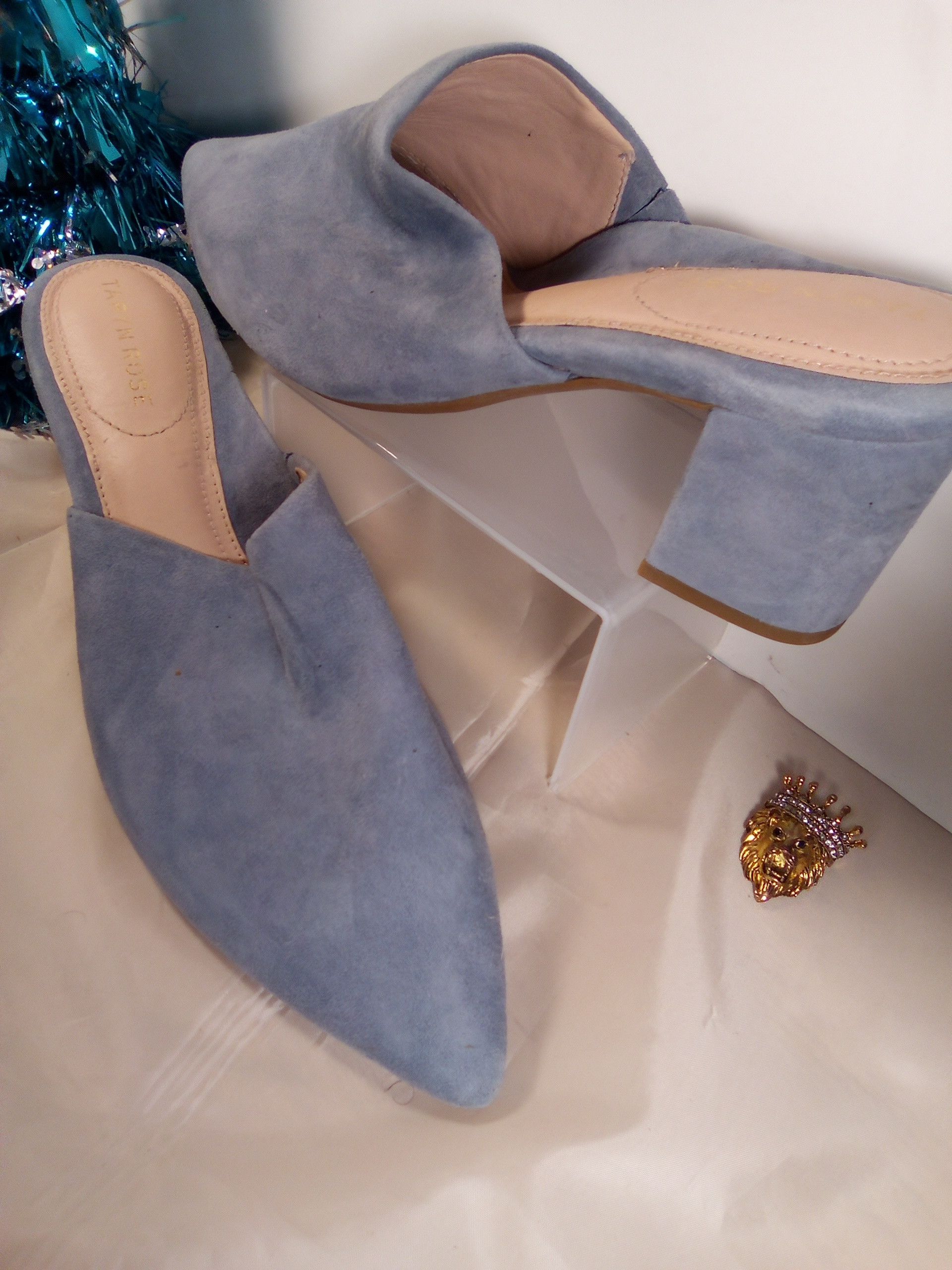 Other TARYN ROSE LIGHT BLUE SUEDE LEATHER SLIDER CASUAL SANDAL 9M Size US 9 / IT 39 - 2 Thumbnail