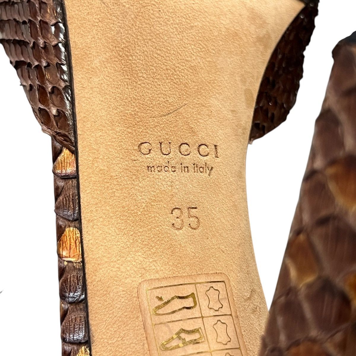 Gucci GUCCI Brown Python Flower Motif Open-Toe High Heel Size US 7.5 / IT 37.5 - 7 Thumbnail
