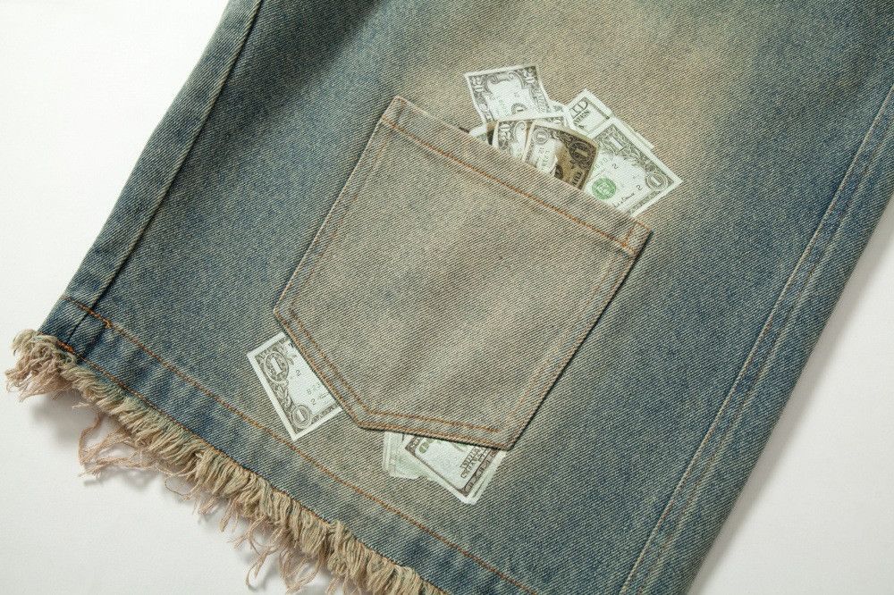 Japanese Brand × Vintage Fashion men's distressed washed gradient denim shorts Size US 32 / EU 48 - 4 Thumbnail