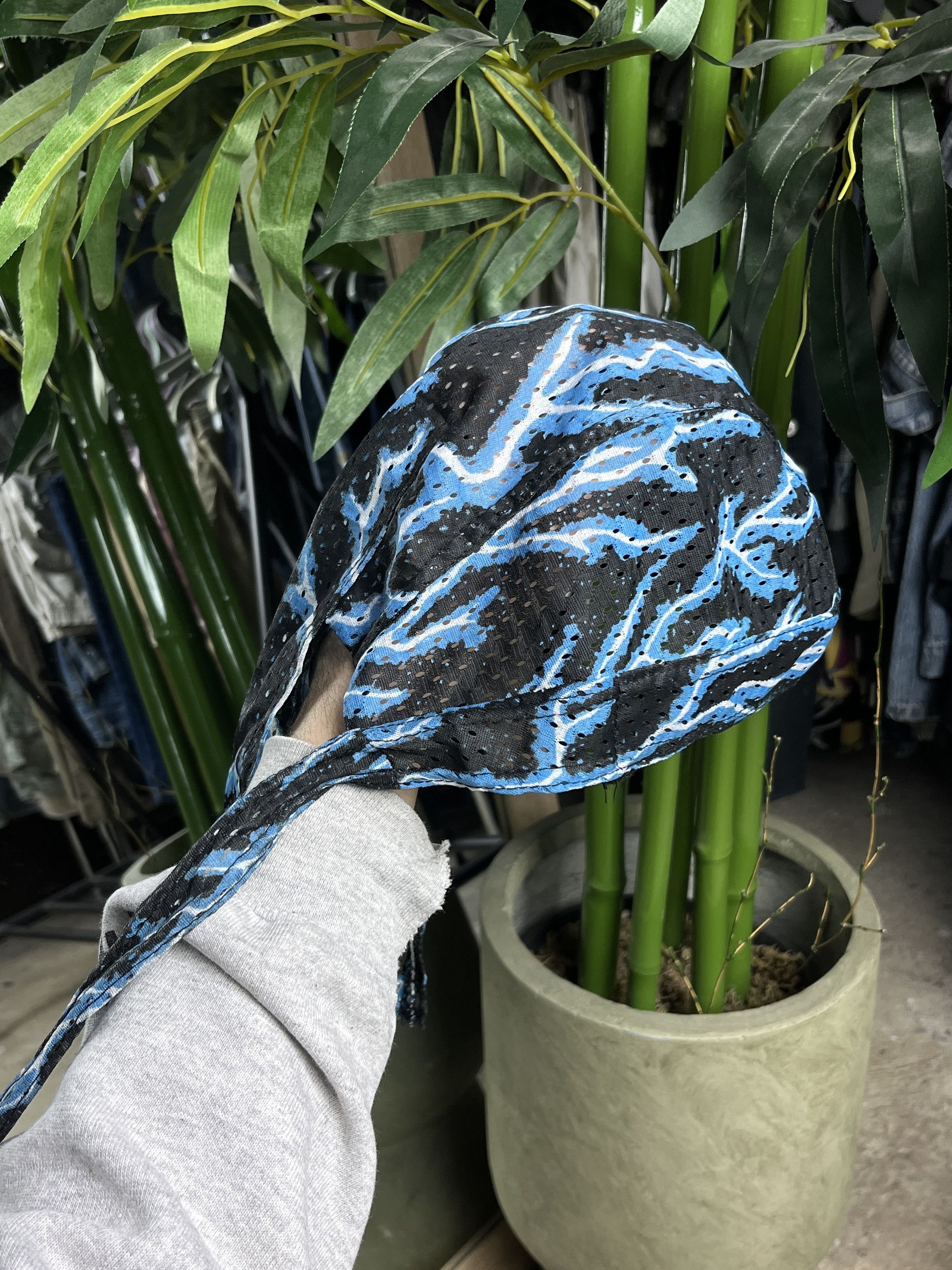 Vintage BLUE LIGHTNING BOLT PRINT DURAG - № 4513 Size ONE SIZE - 3 Thumbnail