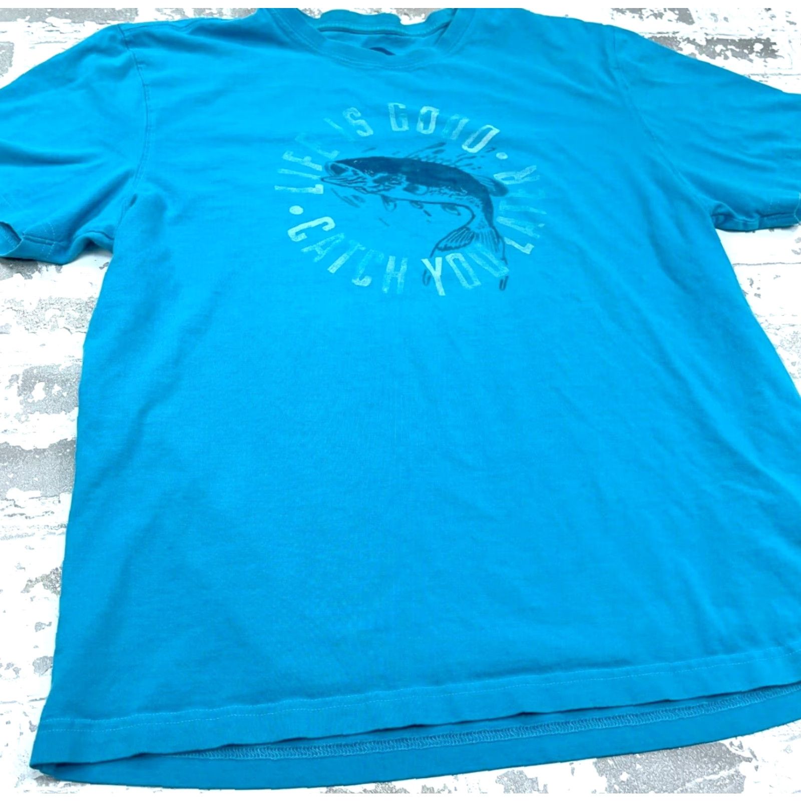 Life is Good Life is Good Shirt Men Large Blue Tee Classic Fit Bass Fishing Outdoor Camp Teal Size US L / EU 52-54 / 3 - 5 Thumbnail