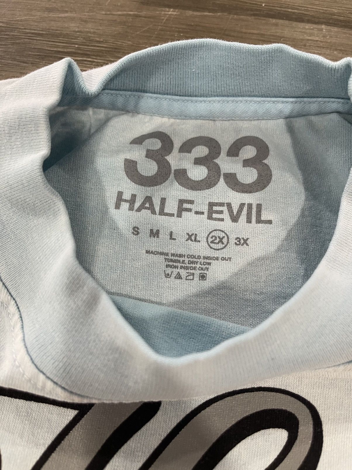 Designer × Half Evil ⚡️ Half Evil 333 Script Tee Shirt Vintage Blue 2XL XXL ⚡️ Size US XXL / EU 58 / 5 - 4 Thumbnail