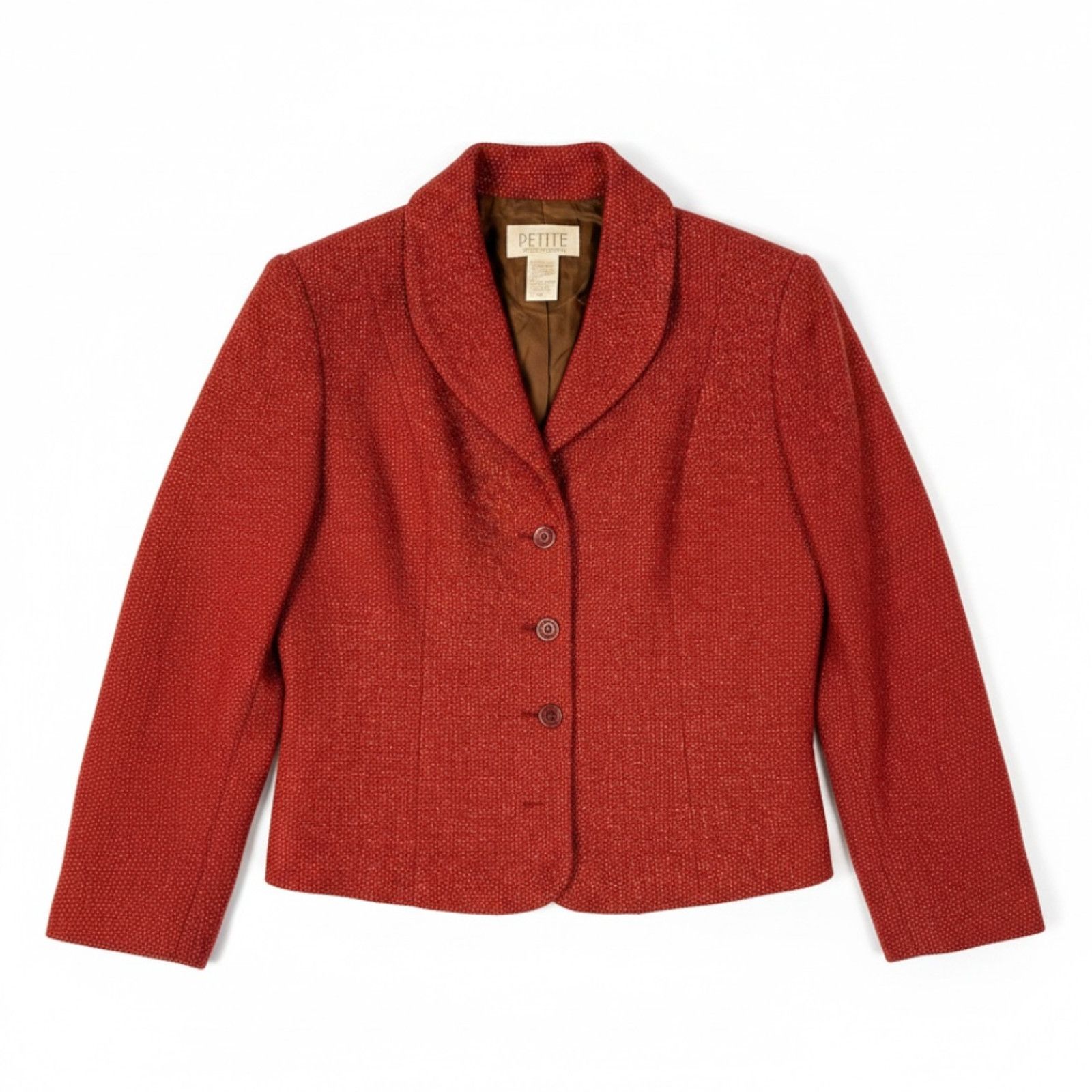 Other Vtg 90s Petite Sophisticate Wool Blend Orange Tweed Blazer Size S / US 4 / IT 40 - 1 Thumbnail