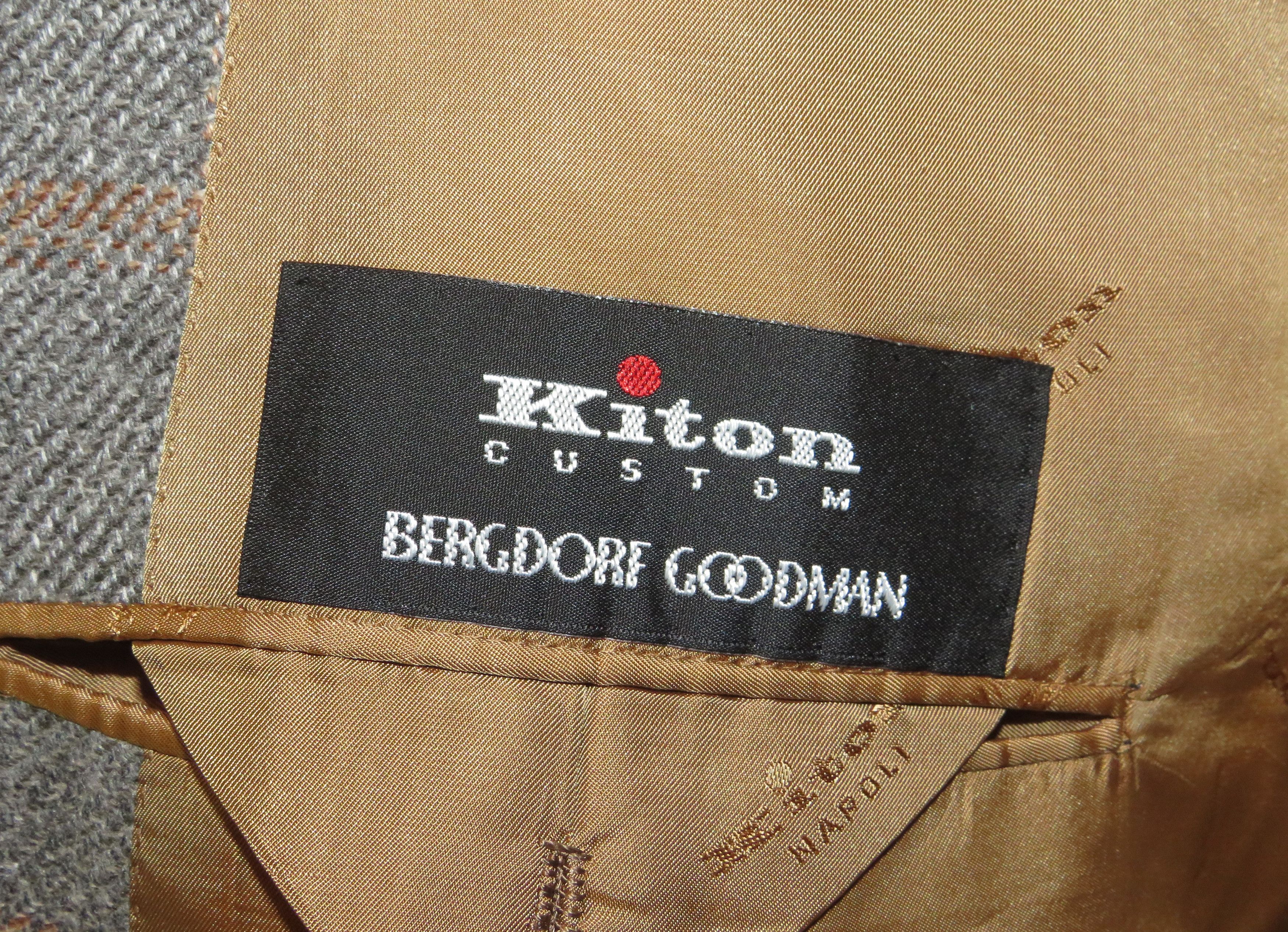 Kiton Gray Windowpane Cashmere Two Button Sport Coat 46L NWT $9300 Size 46L - 18 Thumbnail