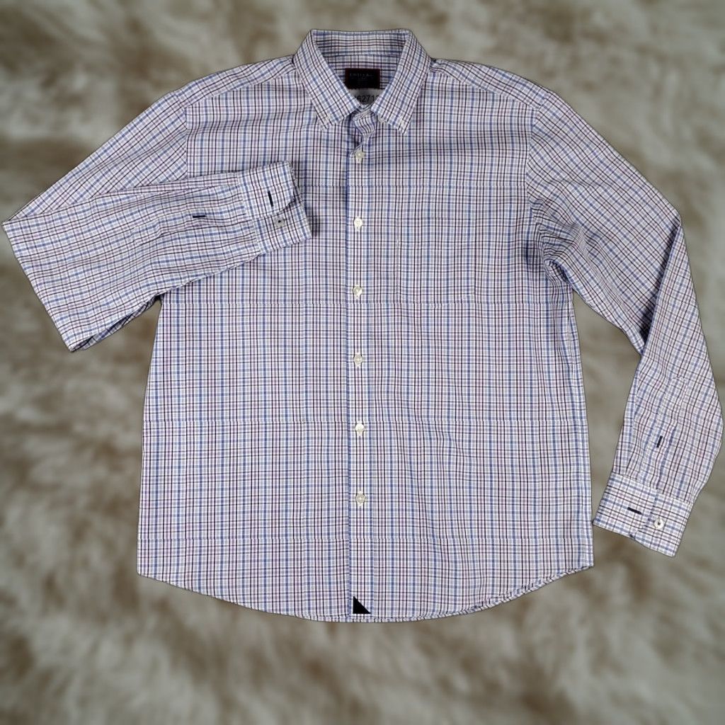 UNTUCKit UNTUCKit Button-Up Shirt Mens Large Blue Plaid Wrinkle-Free Cotton Long Sleeve Size US L / EU 52-54 / 3 - 1 Thumbnail