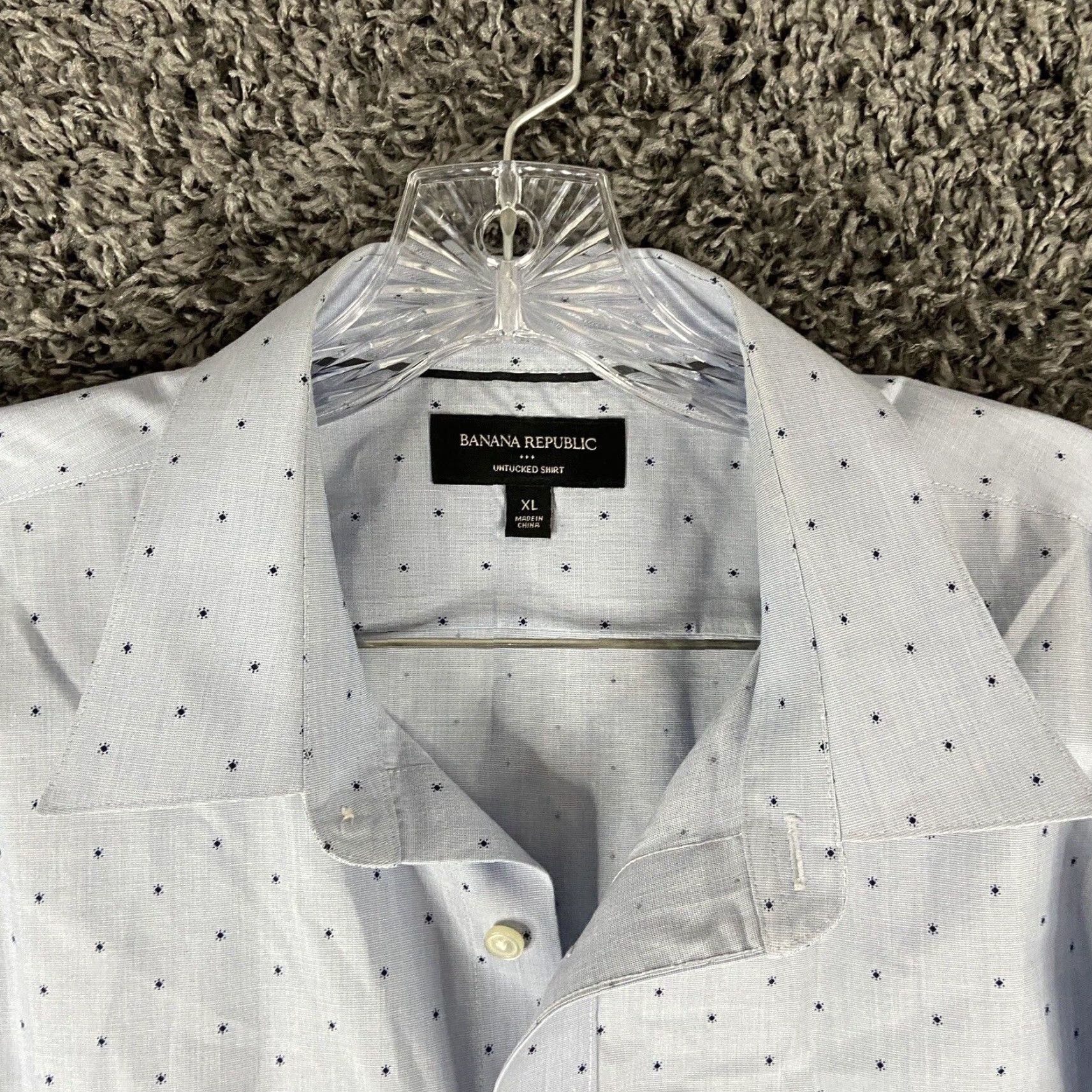 Banana Republic Banana Republic Button-Up Shirt Long Sleeve Men XL Blue Untucked Shirt Mens Size 46R - 5 Thumbnail