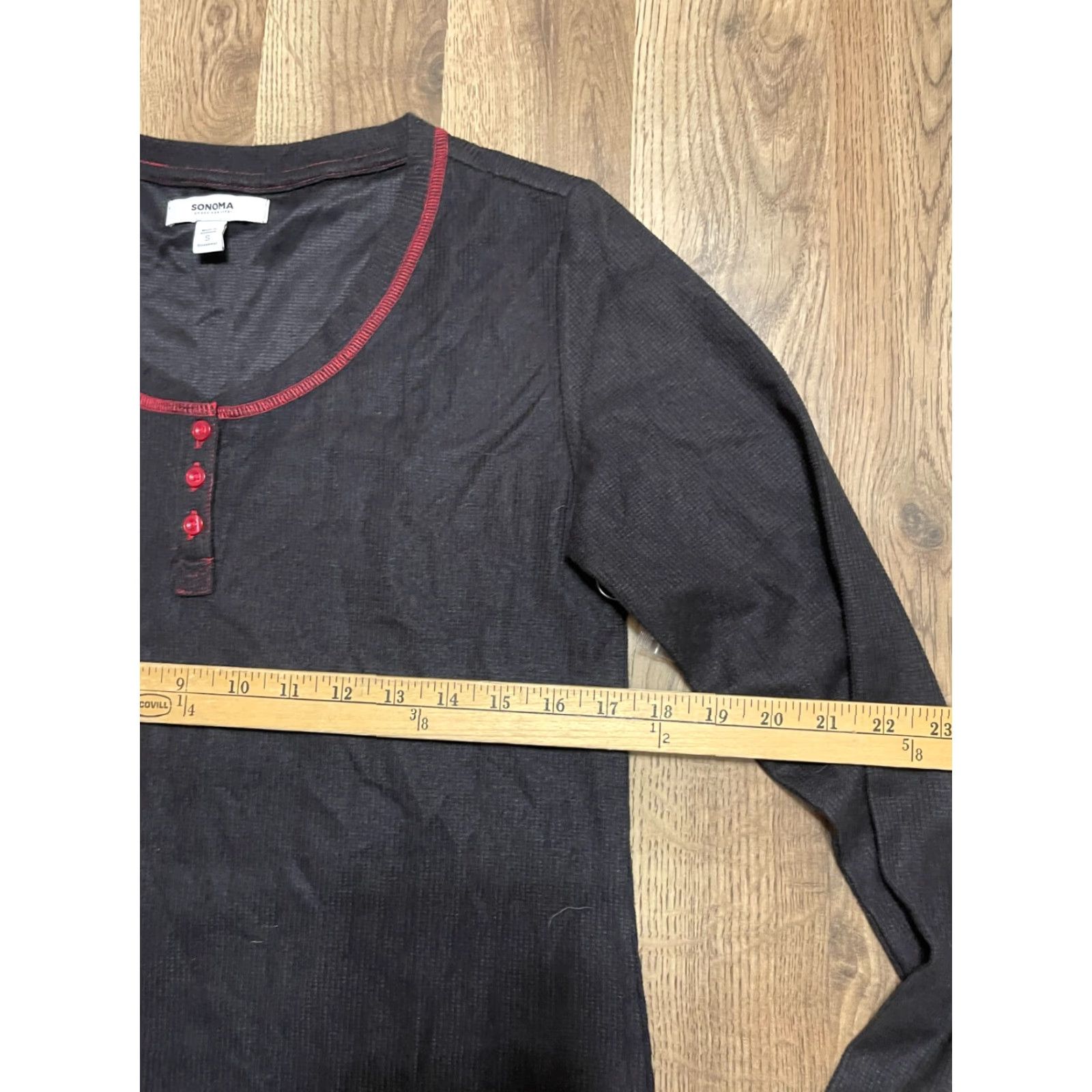 Vintage Sonoma Shirt Women's Small Black Red Long Sleeve 1/4 Button Pullover Casual Size S / US 4 / IT 40 - 6 Thumbnail