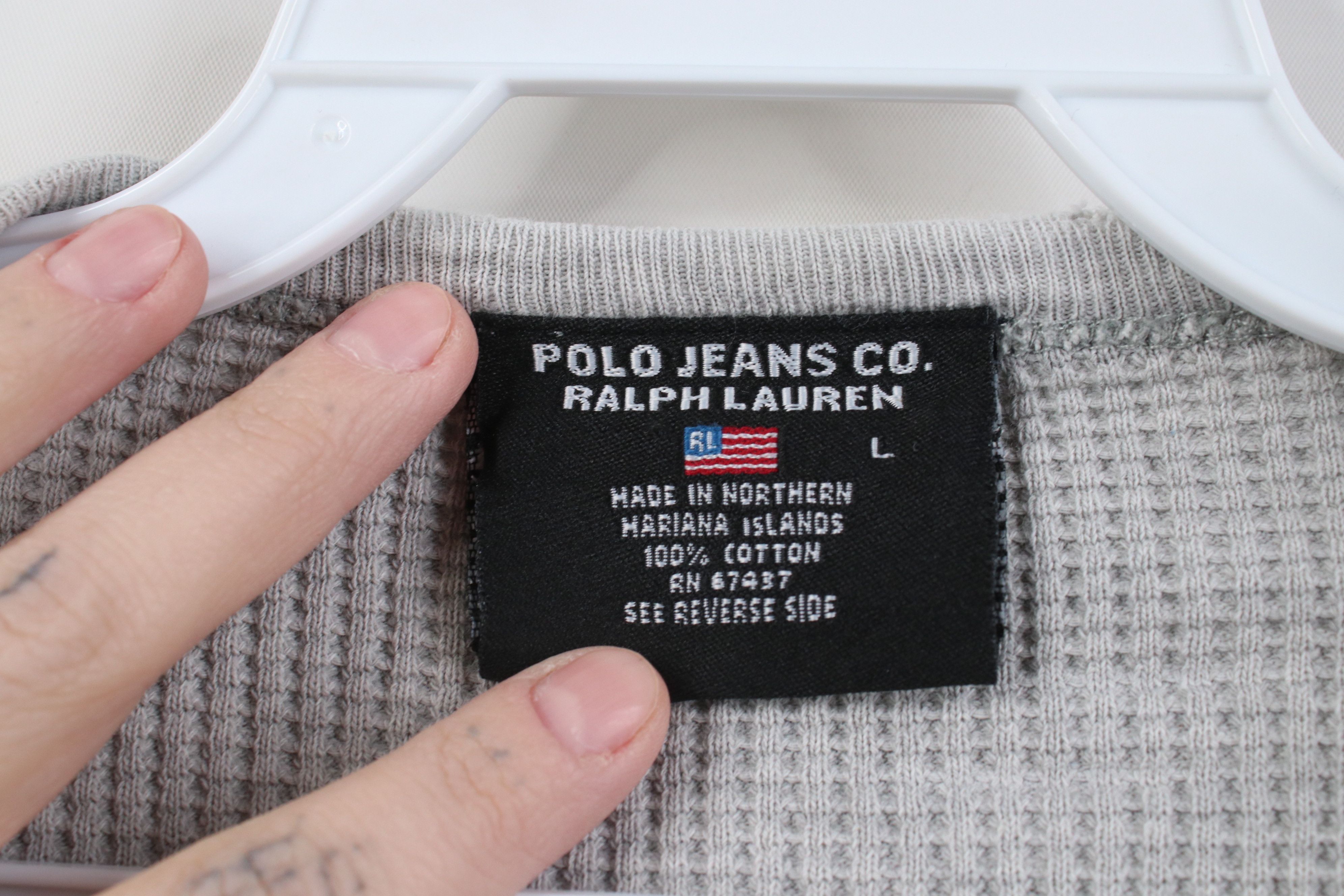 Polo Ralph Lauren Vintage 90s Ralph Lauren Waffle Knit Long Sleeve T-Shirt Size US L / EU 52-54 / 3 - 7 Thumbnail