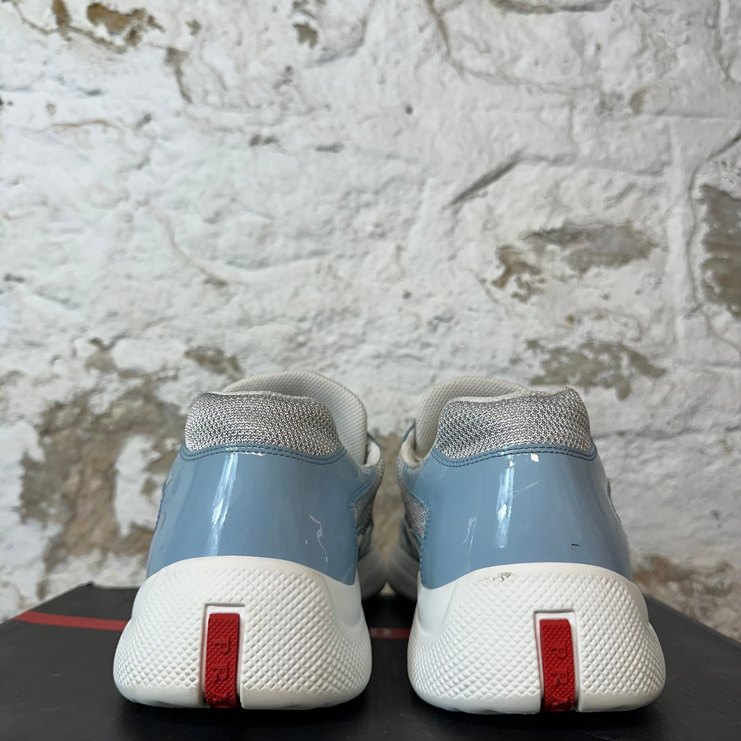 Prada Prada Americas Cup Baby Blue Patent Grey White Sneaker Sz 14 Size US 14 / EU 47 - 5 Thumbnail