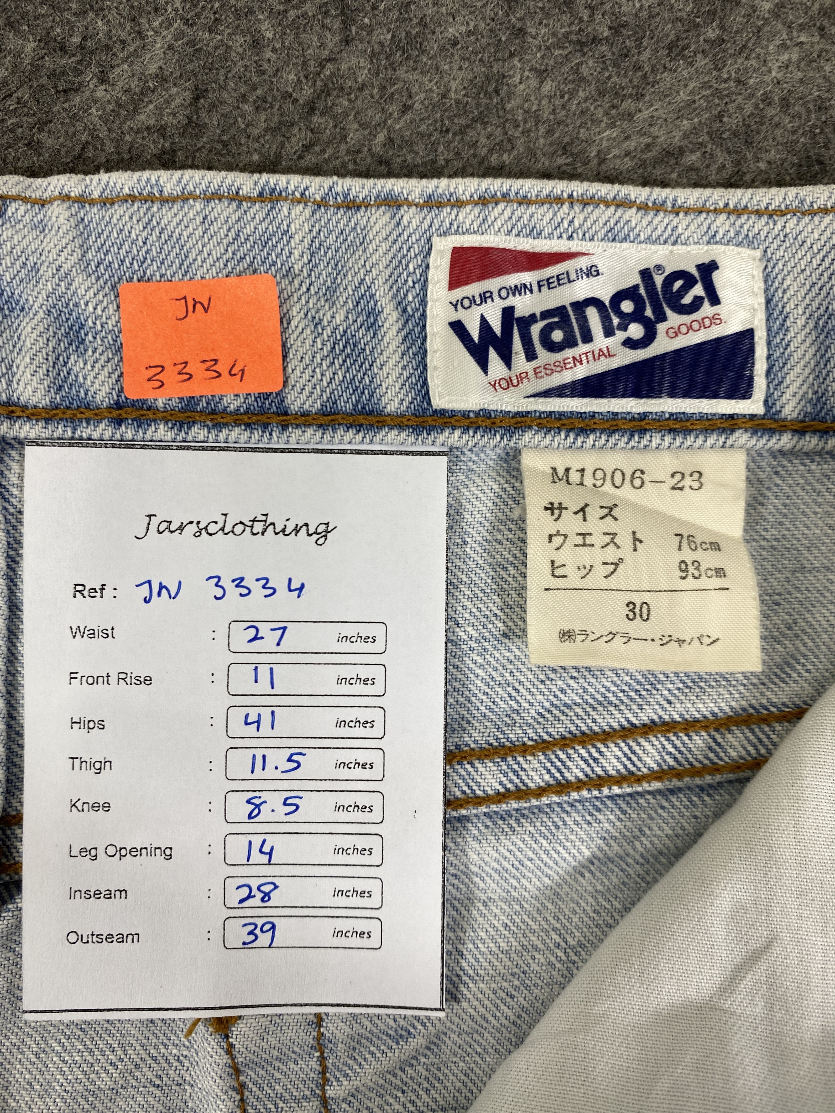 Japanese Brand Light Blue Wash Vintage Wrangler Jeans 27x28 - JN3334 Size US 27 - 10 Thumbnail