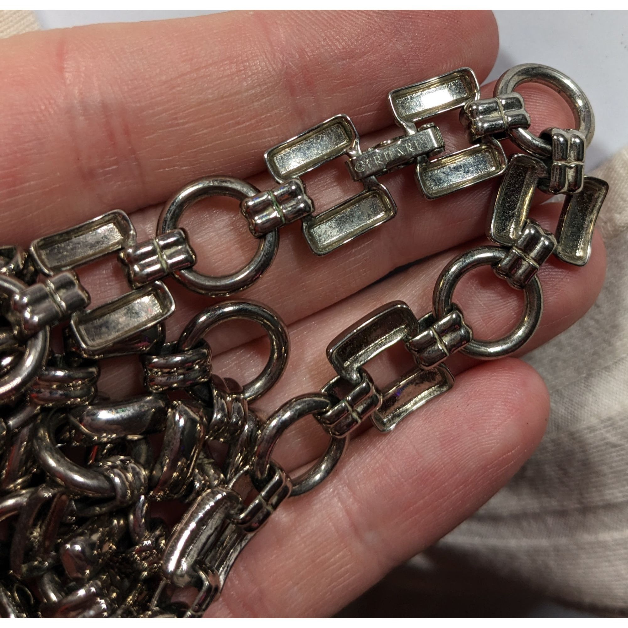 Other Vintage Trifari Geometric Link Silver Tone Necklace Size ONE SIZE - 7 Thumbnail