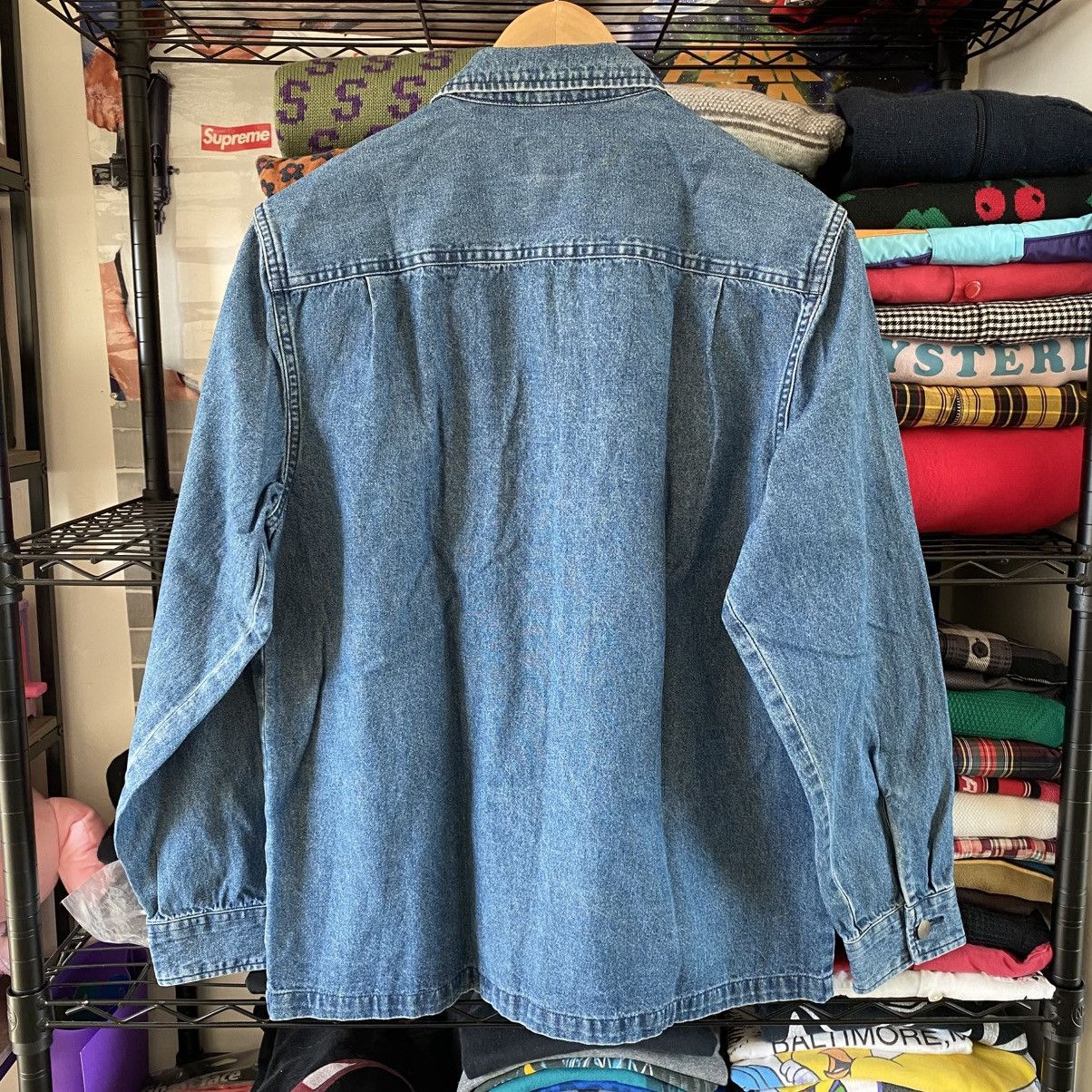 Supreme Supreme Vampire Denim Zip Up Shirt Blue 2018 Sean Cliver Size US M / EU 48-50 / 2 - 5 Thumbnail
