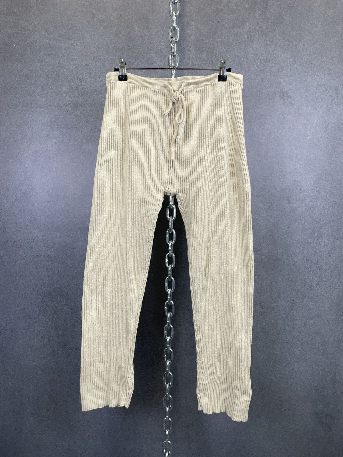 image of Lauren Manoogian Knit Ribbed Tie Waist Pants Size 1 in Beige, Women's