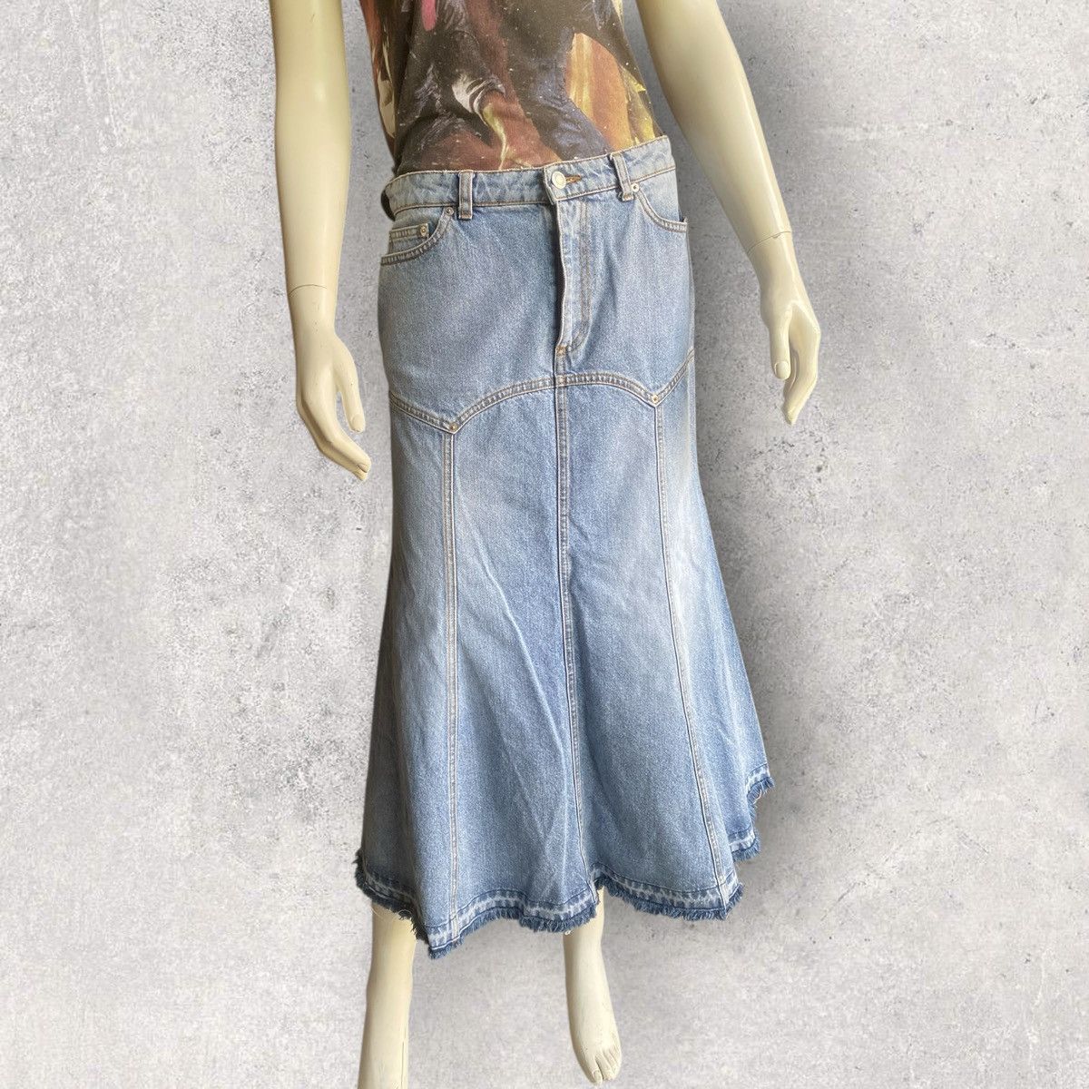 Alexander McQueen 2017 Denim Mermaid Skirt Size 28" / US 6 / IT 42 - 2 Thumbnail