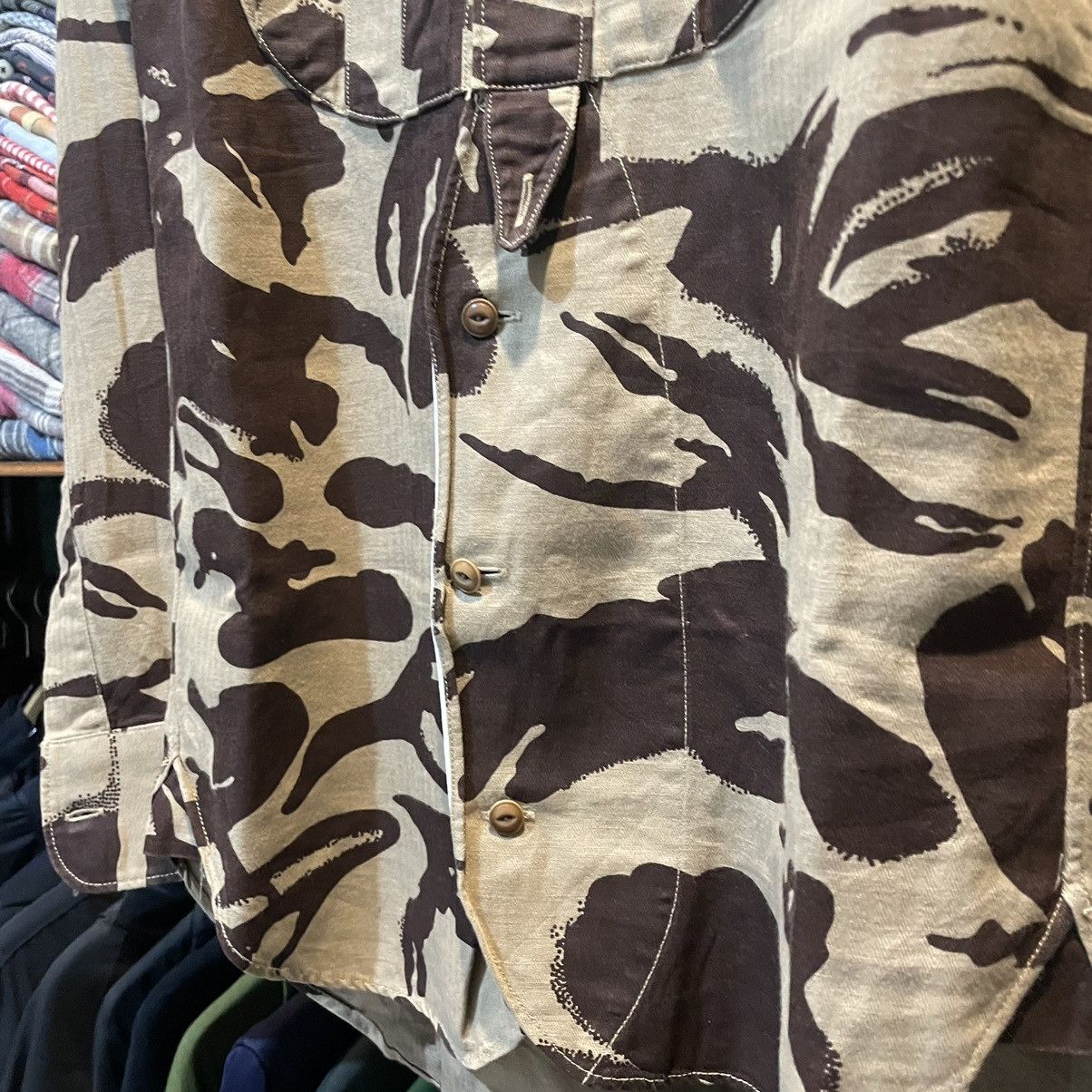 Haversack × Japanese Brand Haversack Japan Camouflage Herringbone Collarless Shirt Size US M / EU 48-50 / 2 - 11 Thumbnail