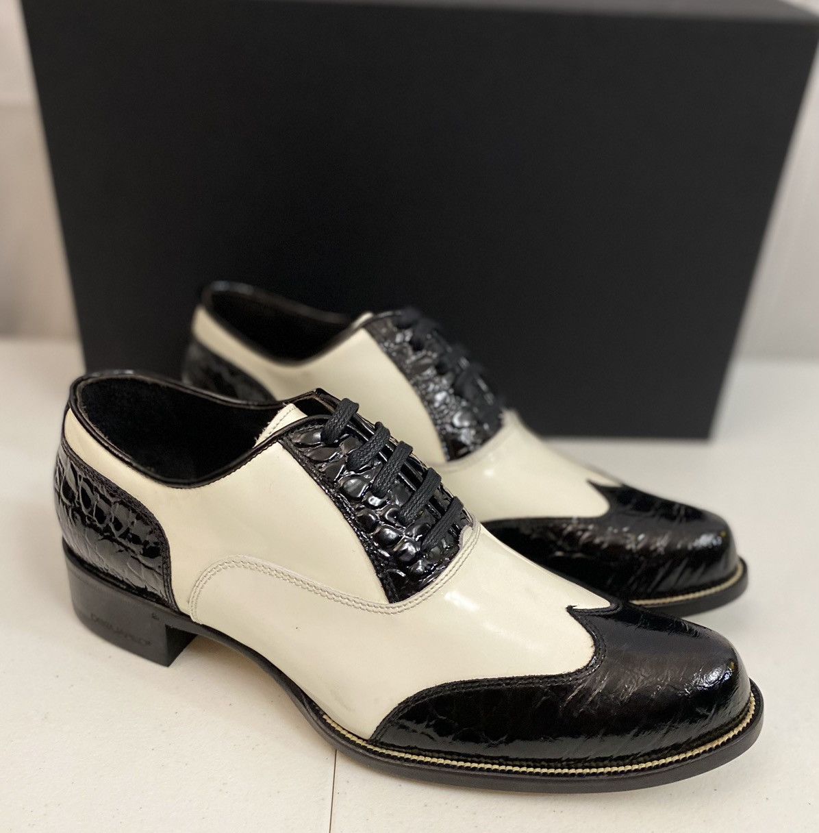 Dsquared2 Dsquared2 🇮🇹 Croc stampo/Patent Spectator Brogue oxford 7 NEW Size US 7 / EU 40 - 9 Thumbnail