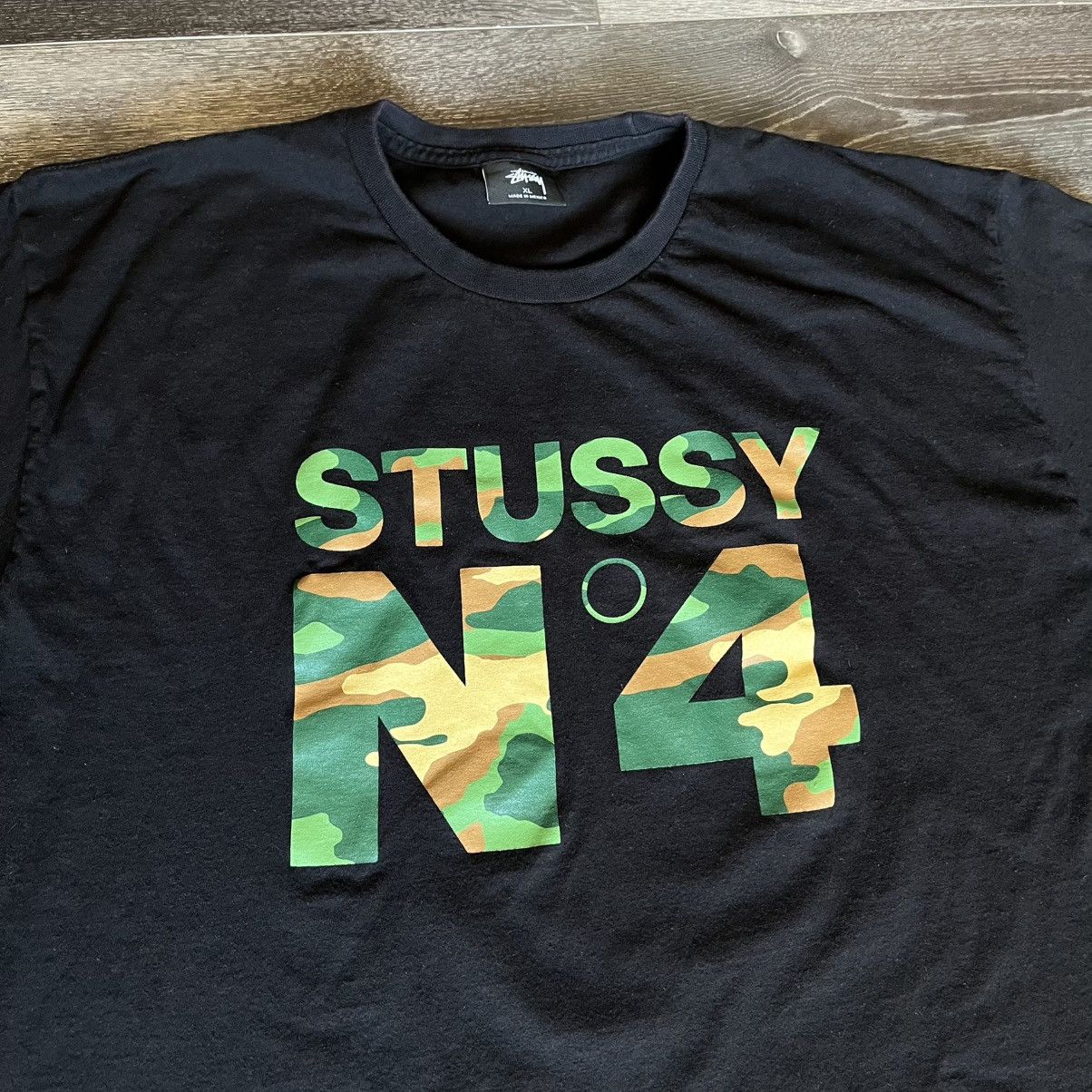 Stussy Vintage 2000s Stussy No 4 Camo 8 Ball Graphic Logo Tee Shirt Size US XL / EU 56 / 4 - 3 Thumbnail