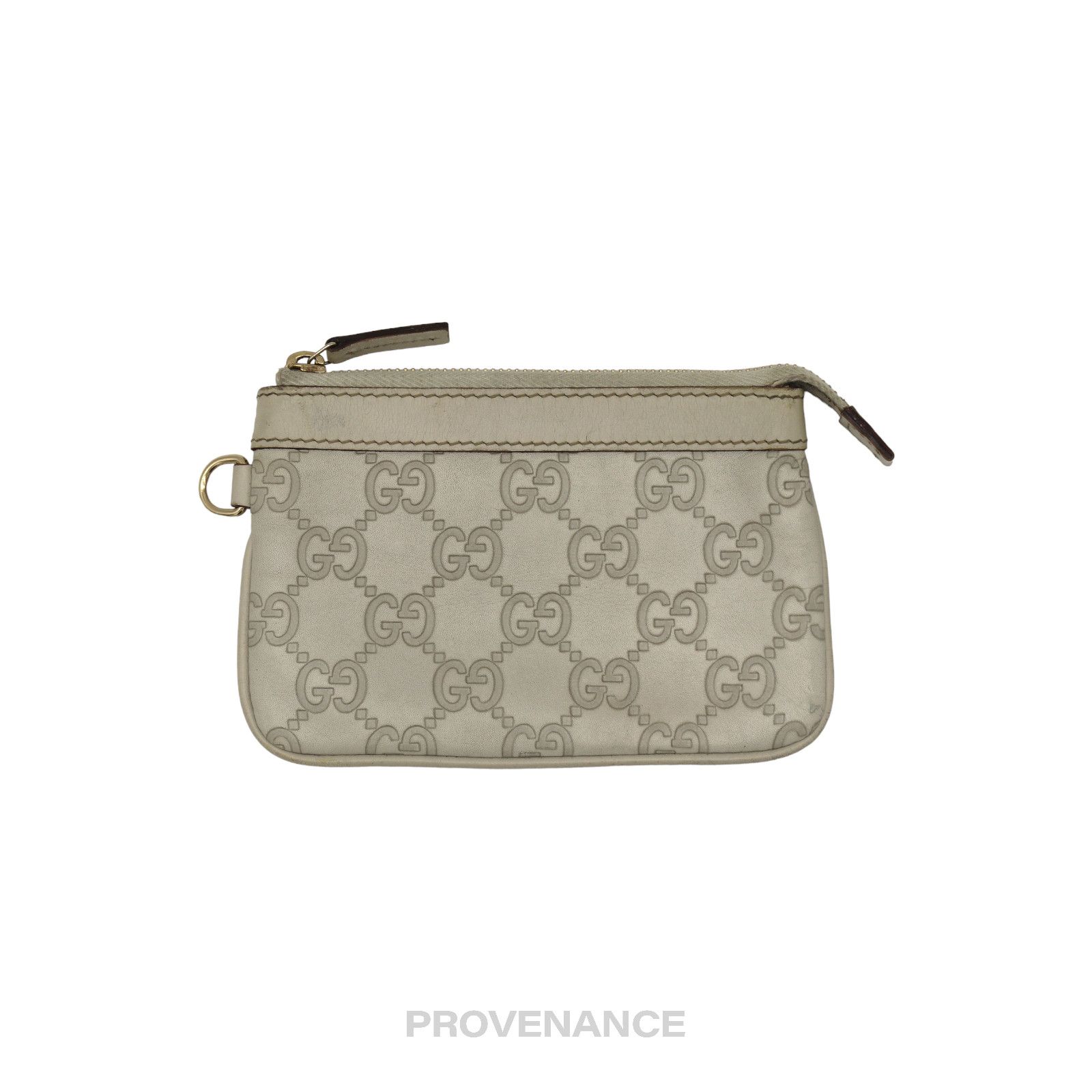 image of Gucci Zip Pouch Wallet - Ivory Guccissima Leather, Women's