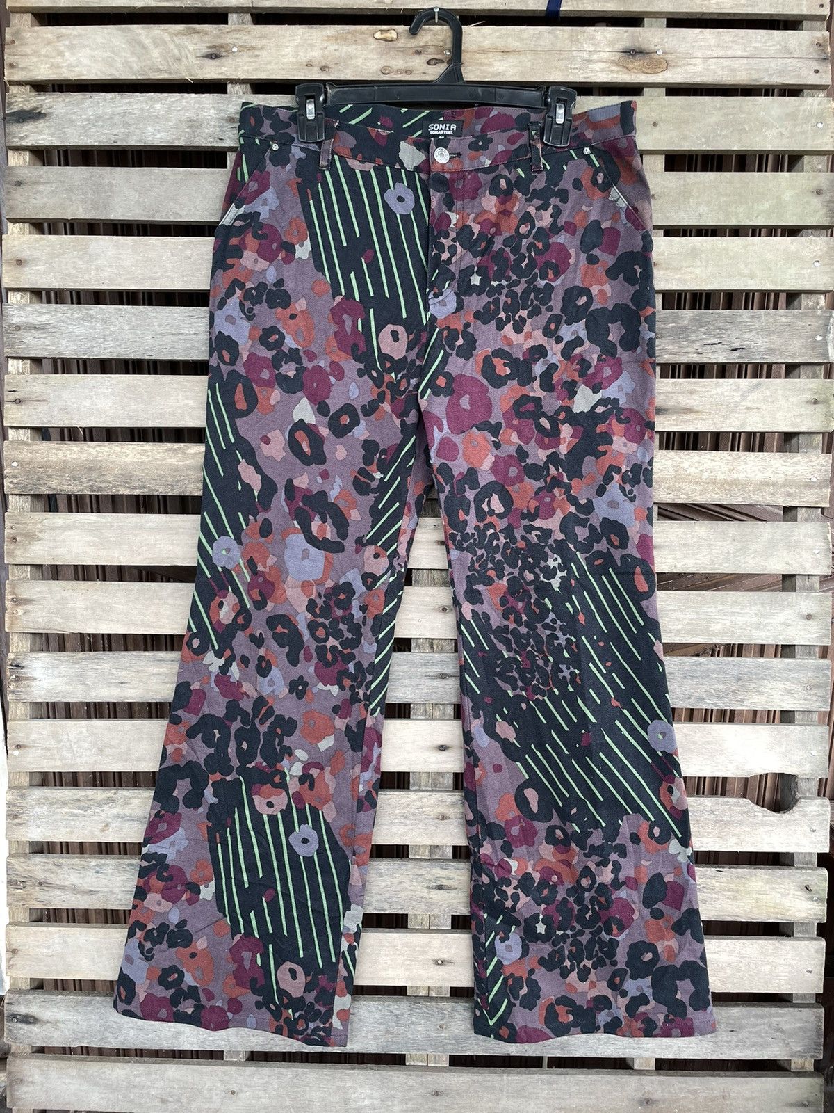 image of If Six Was Nine x Le Grande Bleu L G B Sonia Rykiel Flare Printed Unisex Pants, Men's (Size 32)