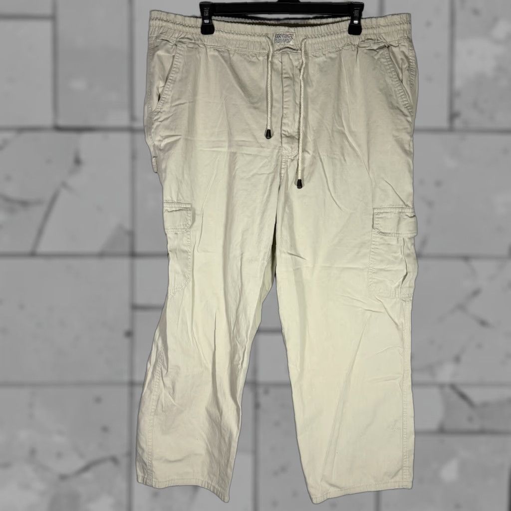 Vintage SANTORYO Unisex Cargo Pants 100% Cotton Beige Drawstring 38x26 Size US 38 / EU 54 - 1 Thumbnail