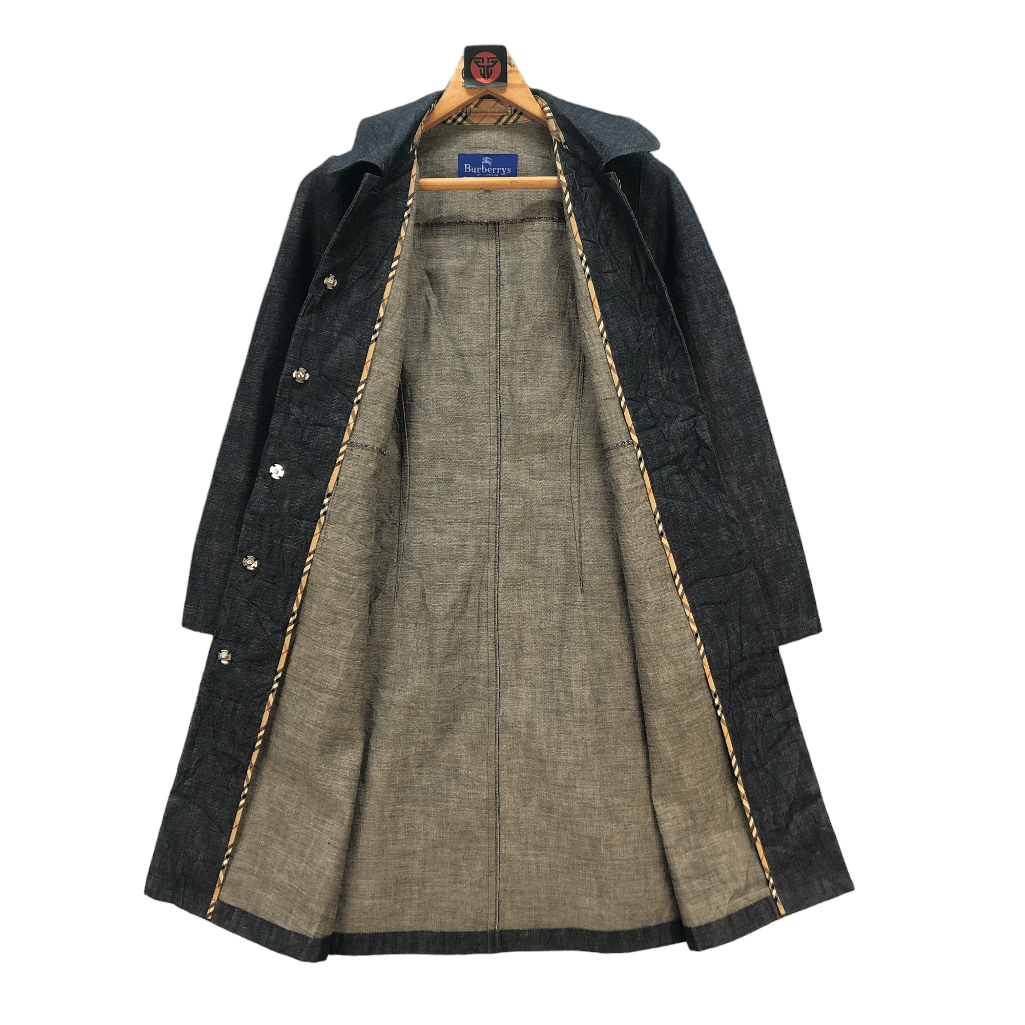 Burberry BURBERRYS OF LONDON BLUE LABEL DENIM LONG JACKET #6682-79 Size US S / EU 44-46 / 1 - 7 Thumbnail