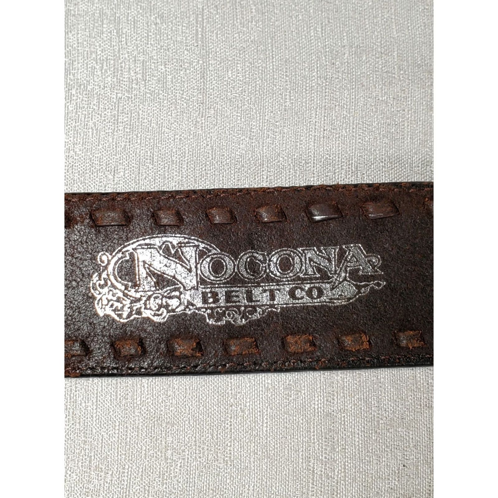 Vintage Nocona Western Belt Brown Leather Embossed Floral Contrast Stitching Men's 38 Size 38 - 8 Thumbnail