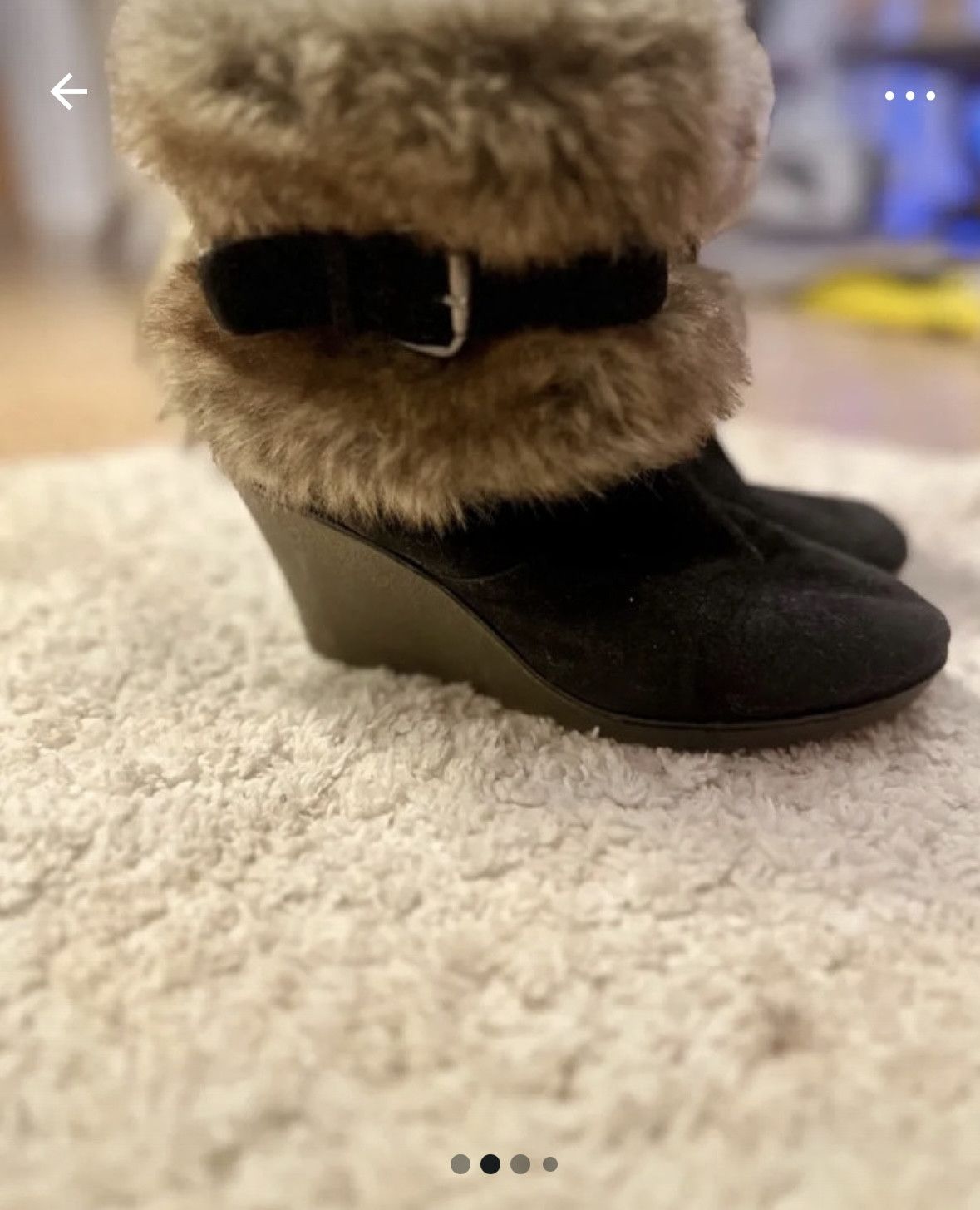 Other Vintage Faux Fur Buckle Wedge Boots Size US 6 / IT 36 - 2 Thumbnail