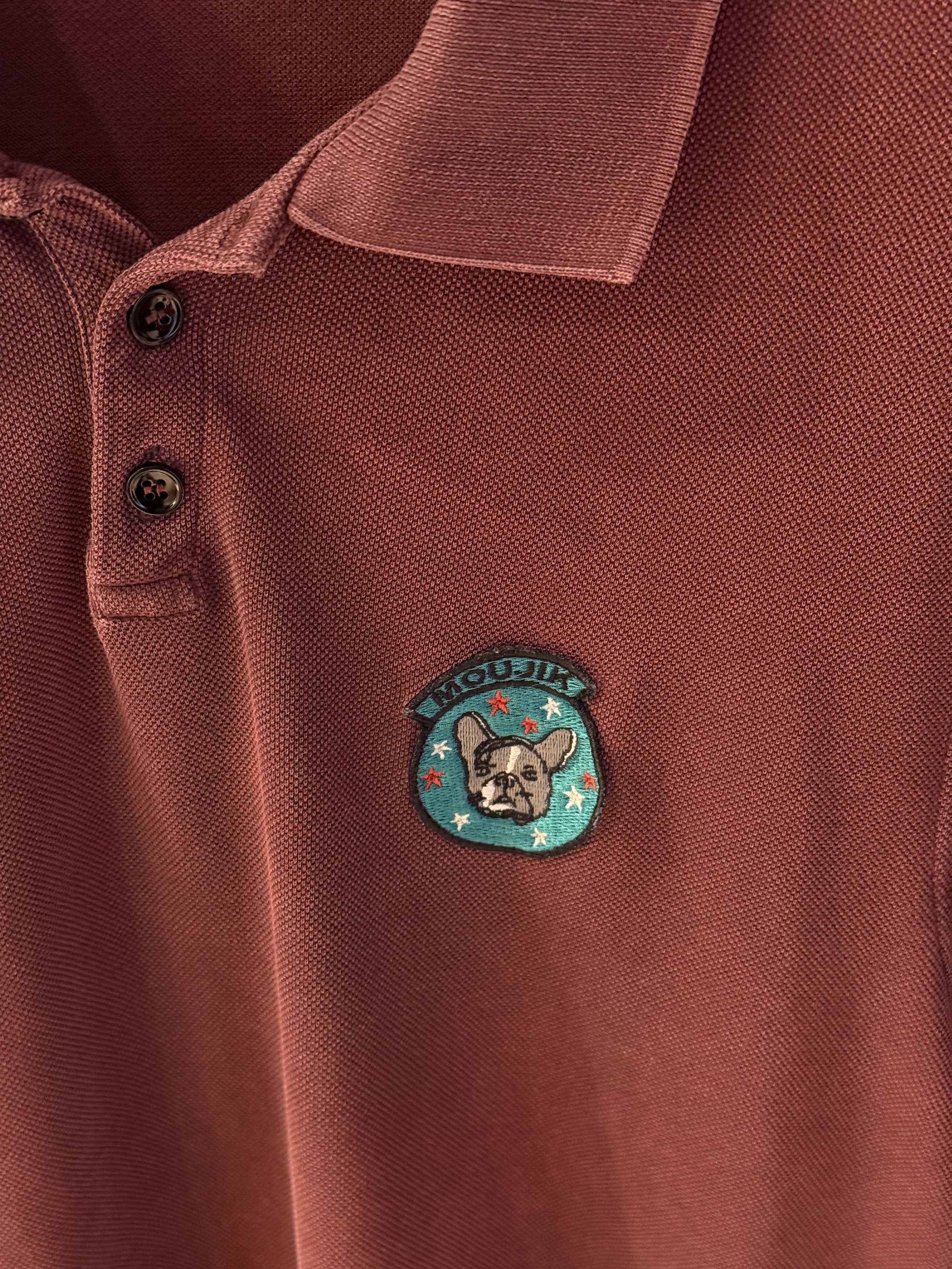 Saint Laurent Paris Bulldog "Moujik" Polo Shirt (burgundy) Size US M / EU 48-50 / 2 - 3 Thumbnail