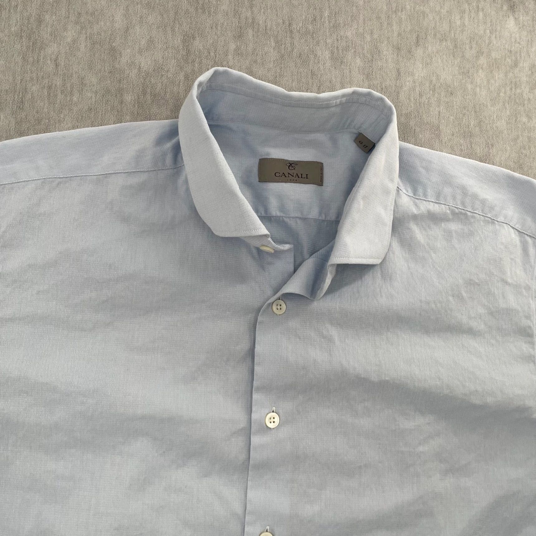 Canali VINTAGE Canali Shirt Adult 17 Blue Button-Up Long Sleeve Cotton Italy Classic Mens Size US XL / EU 56 / 4 - 3 Thumbnail