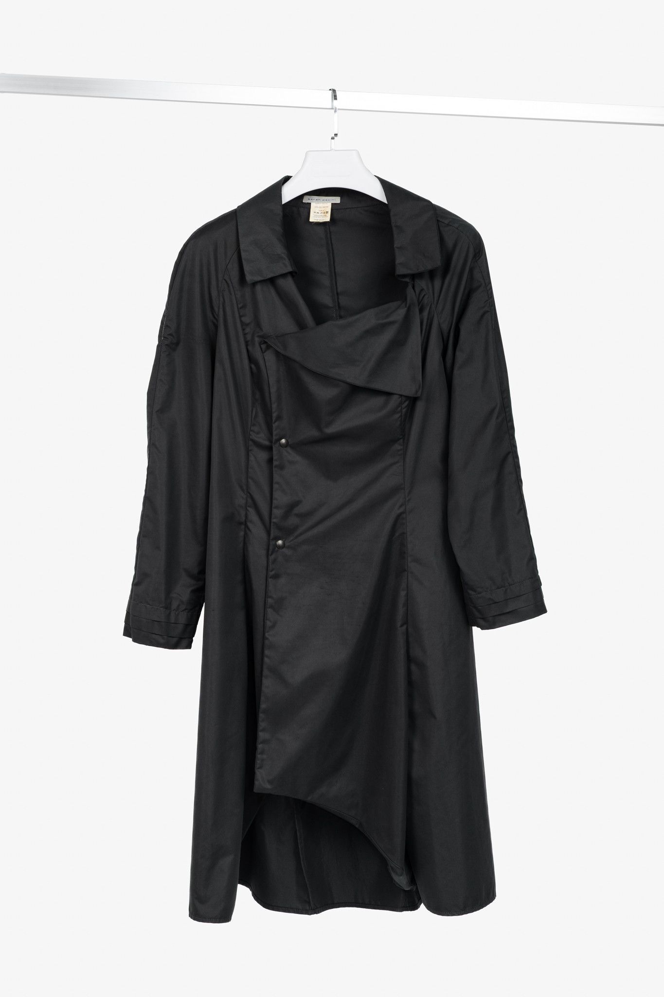 Sarah Pacini Sarah Pacini Black Asymmetrical Cowl-Neck Coat Size M / US 6-8 / IT 42-44 - 1 Thumbnail