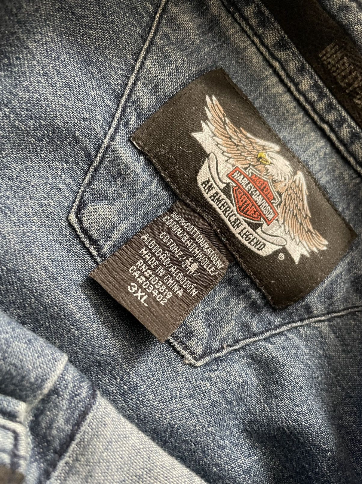 Harley Davidson VTG 2005 Harley-Davidson Denim Shirt V Twin Power Sz 3XL Size US XXL / EU 58 / 5 - 5 Thumbnail