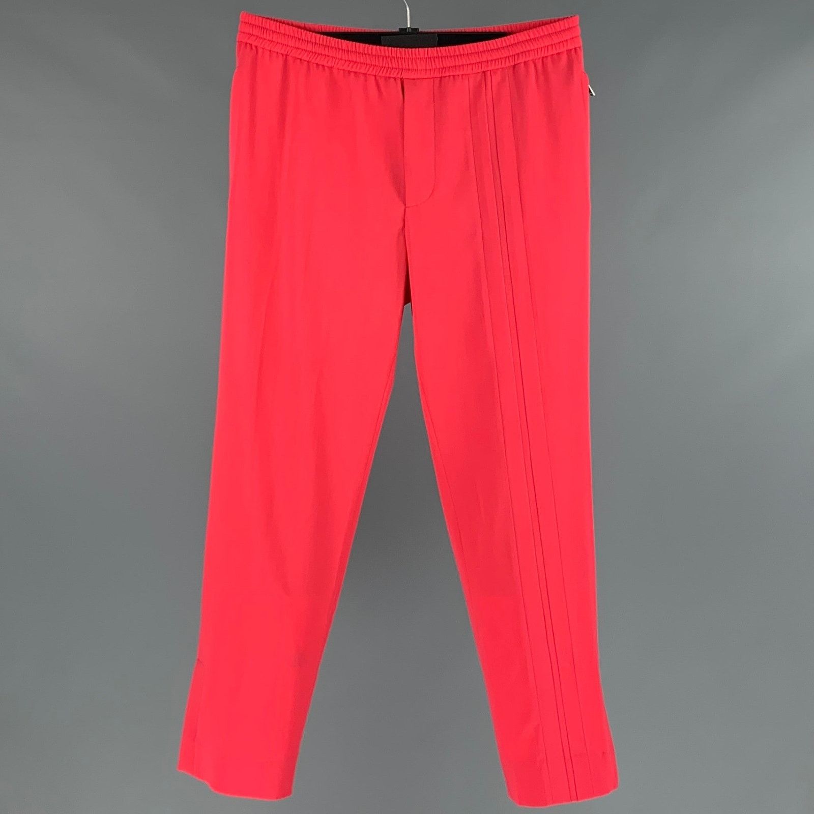 VALENTINO Size 32 Pink Wool Elastic Waistband Casual Pants
