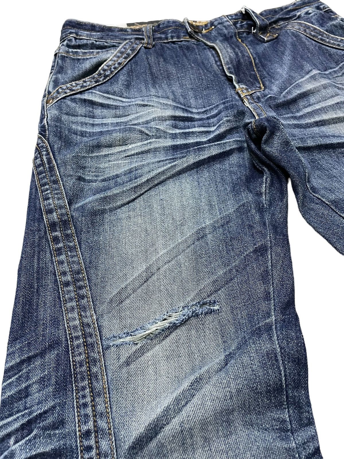 GOSTAR DE FUGA Vintage Soda Slanted Flat Seam 3D Claw Mark Loose Jeans Size US 31 - 13 Thumbnail