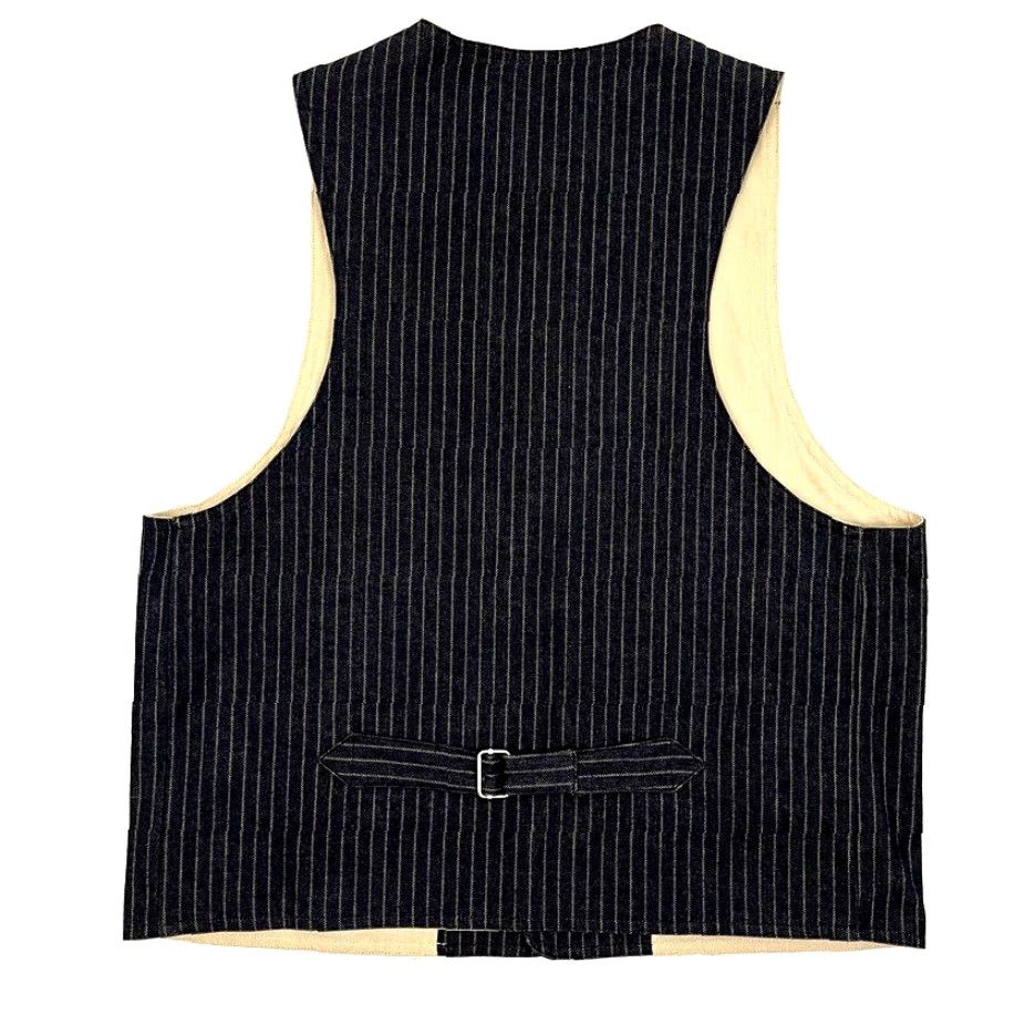 Denime VINTAGE King Ranch Waistcoat Vest Mens M Blue Pinstripe Denim Cowboy Western Frontier Coat Size US M / EU 48-50 / 2 - 2 Thumbnail
