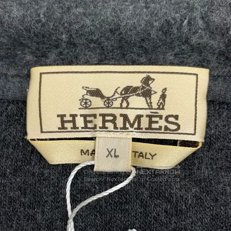 Hermes Hermes Black Leather Trim Sheep Wool V-Neck Zip-Up Long Sl Size US XL / EU 56 / 4 - 5 Thumbnail