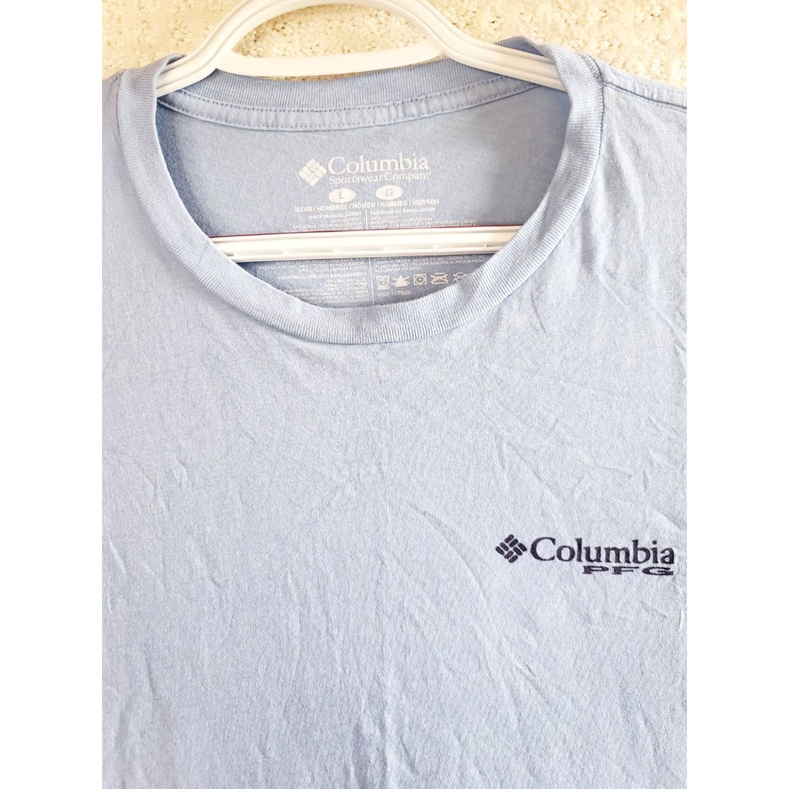 Vintage Columbia PFG Men's L Tee Shirt Blue Logo USA Sailfish Sport Fishing Navy White Green Yellow Fisherman Size US L / EU 52-54 / 3 - 3 Thumbnail