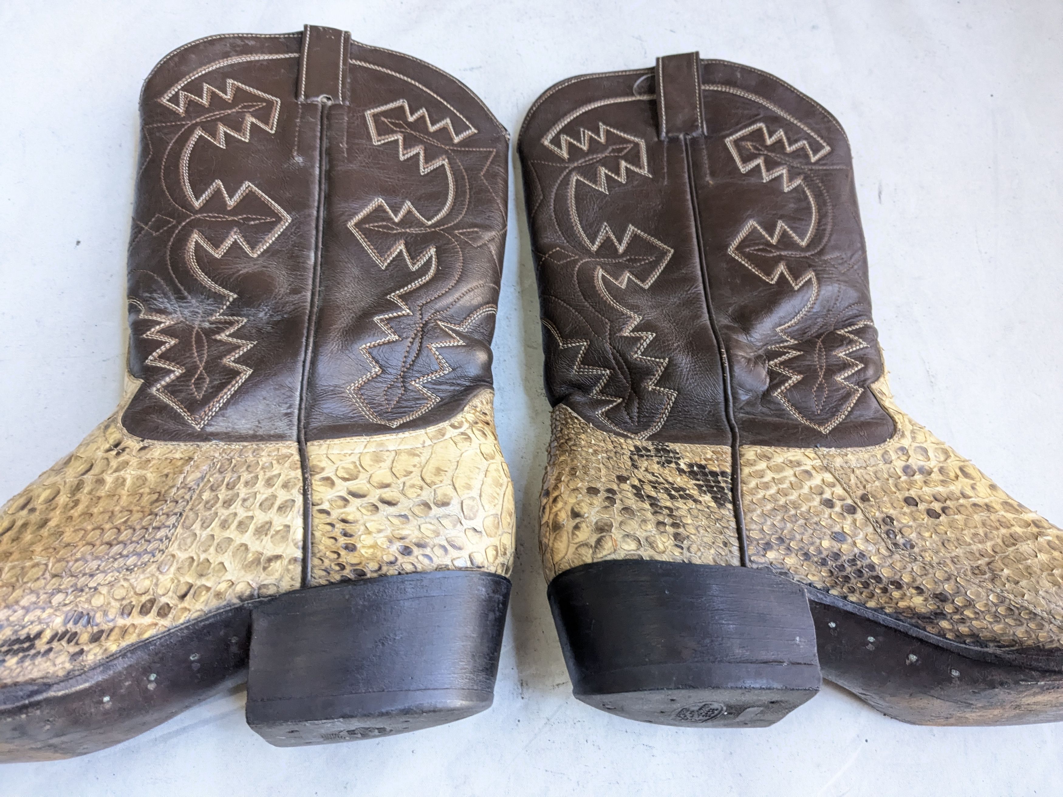 Vintage Renegade Cowboy Boots Python Brown Leather Botas USA 12 Size US 12 / EU 45 - 9 Thumbnail