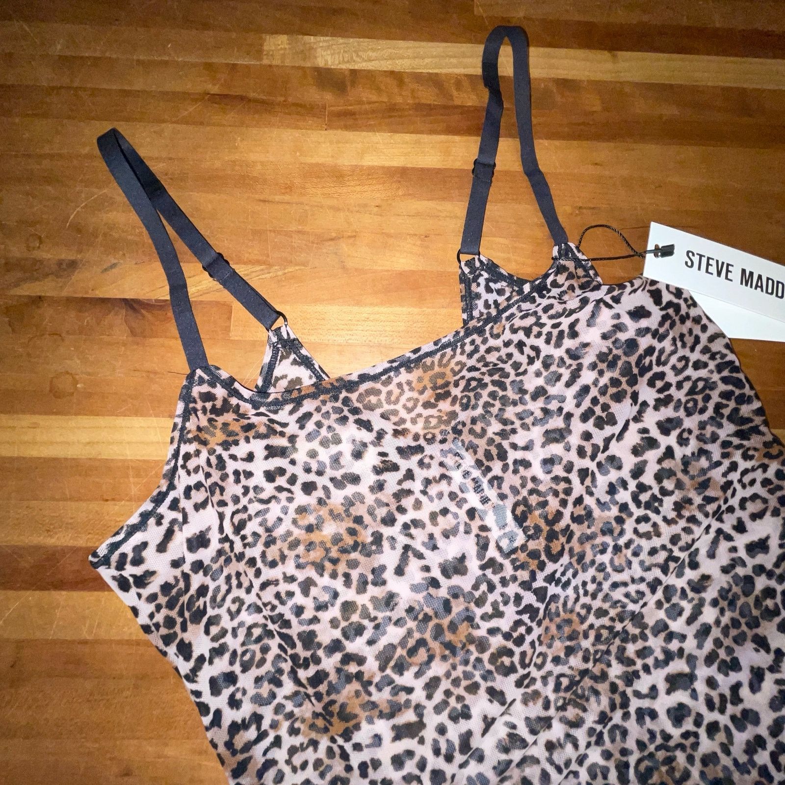 Steve Madden Steve Madden Women's Sheer Mesh Thong Bodysuit Leopard Size M / US 6-8 / IT 42-44 - 3 Thumbnail